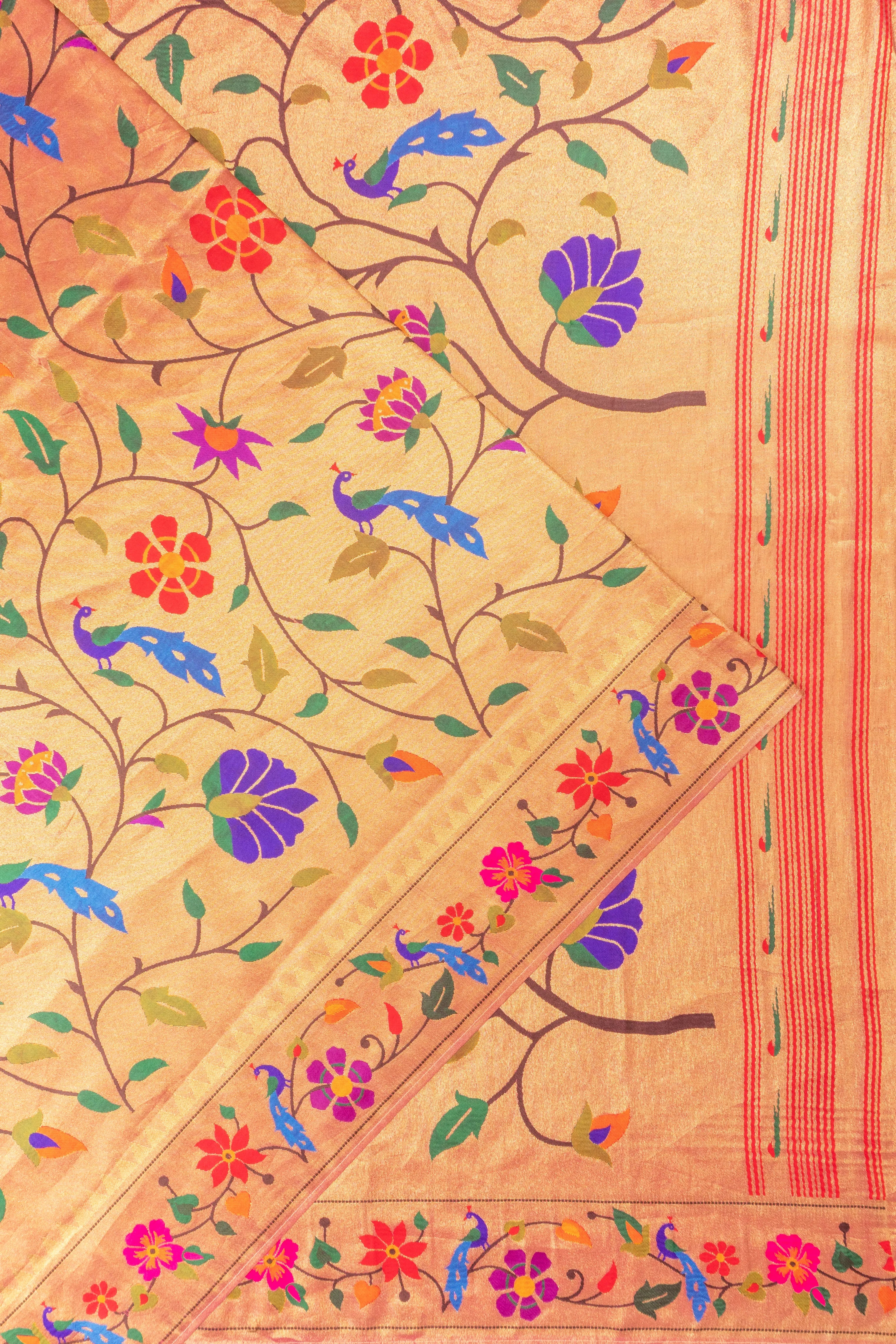 Muniya Silk Tissue Jaal Gold Saree