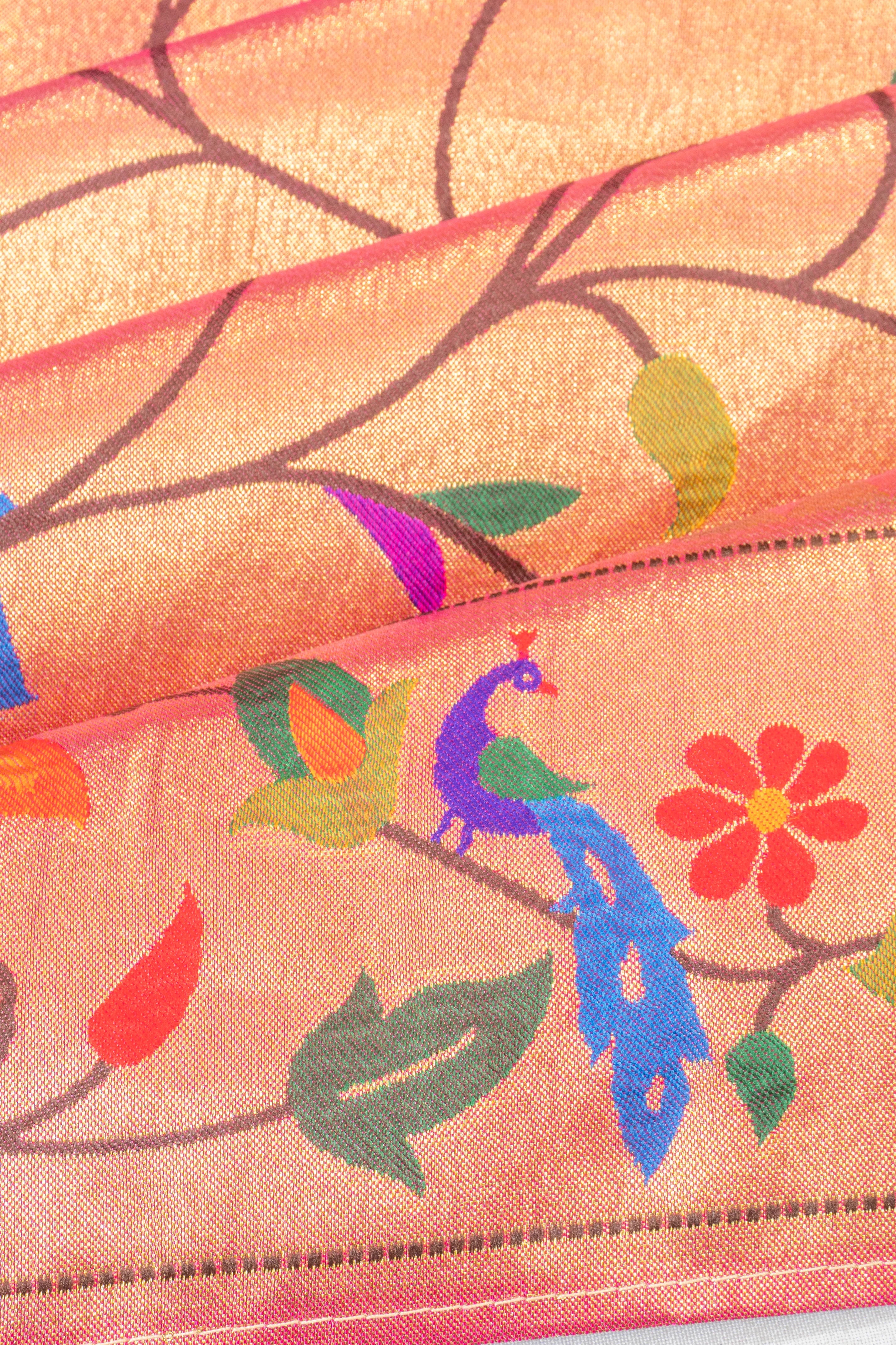 Muniya Silk Tissue Jaal Gold Saree