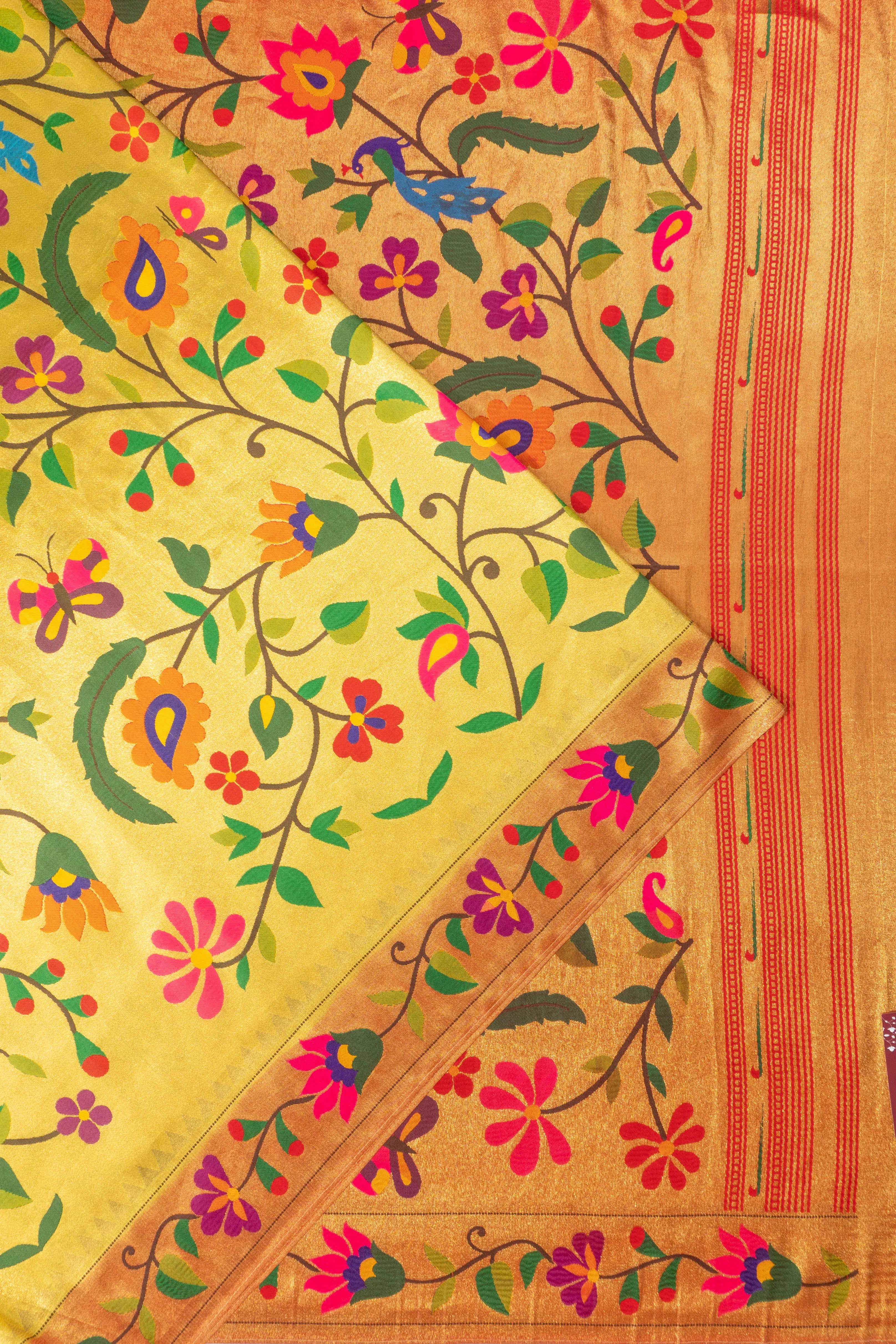 Muniya Silk Tissue Jaal Gold Saree