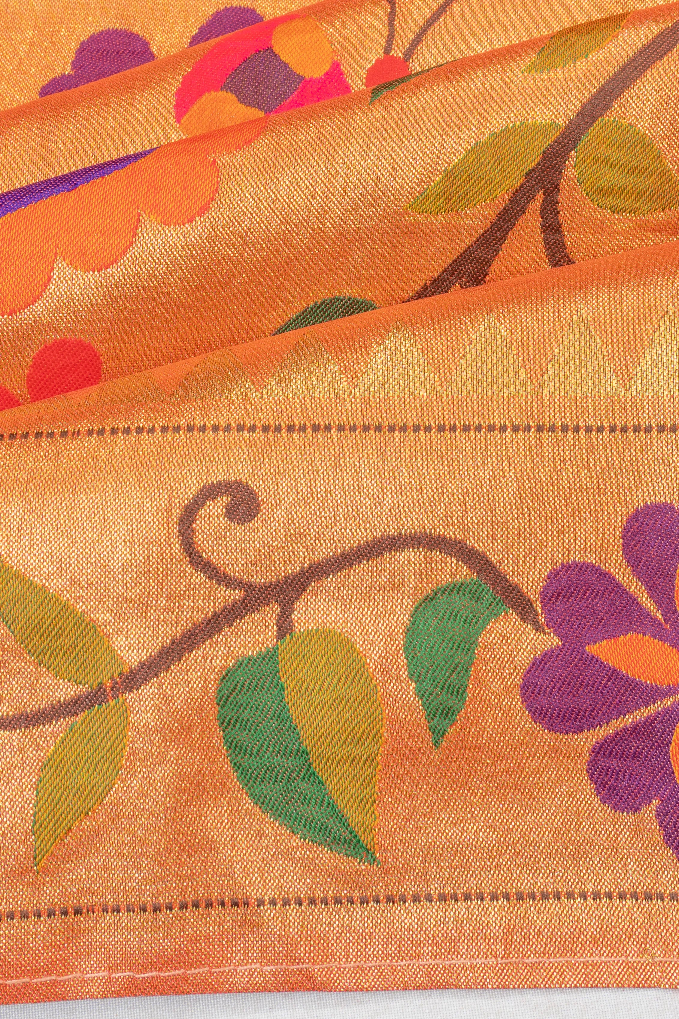 Muniya Silk Tissue Jaal Gold Saree