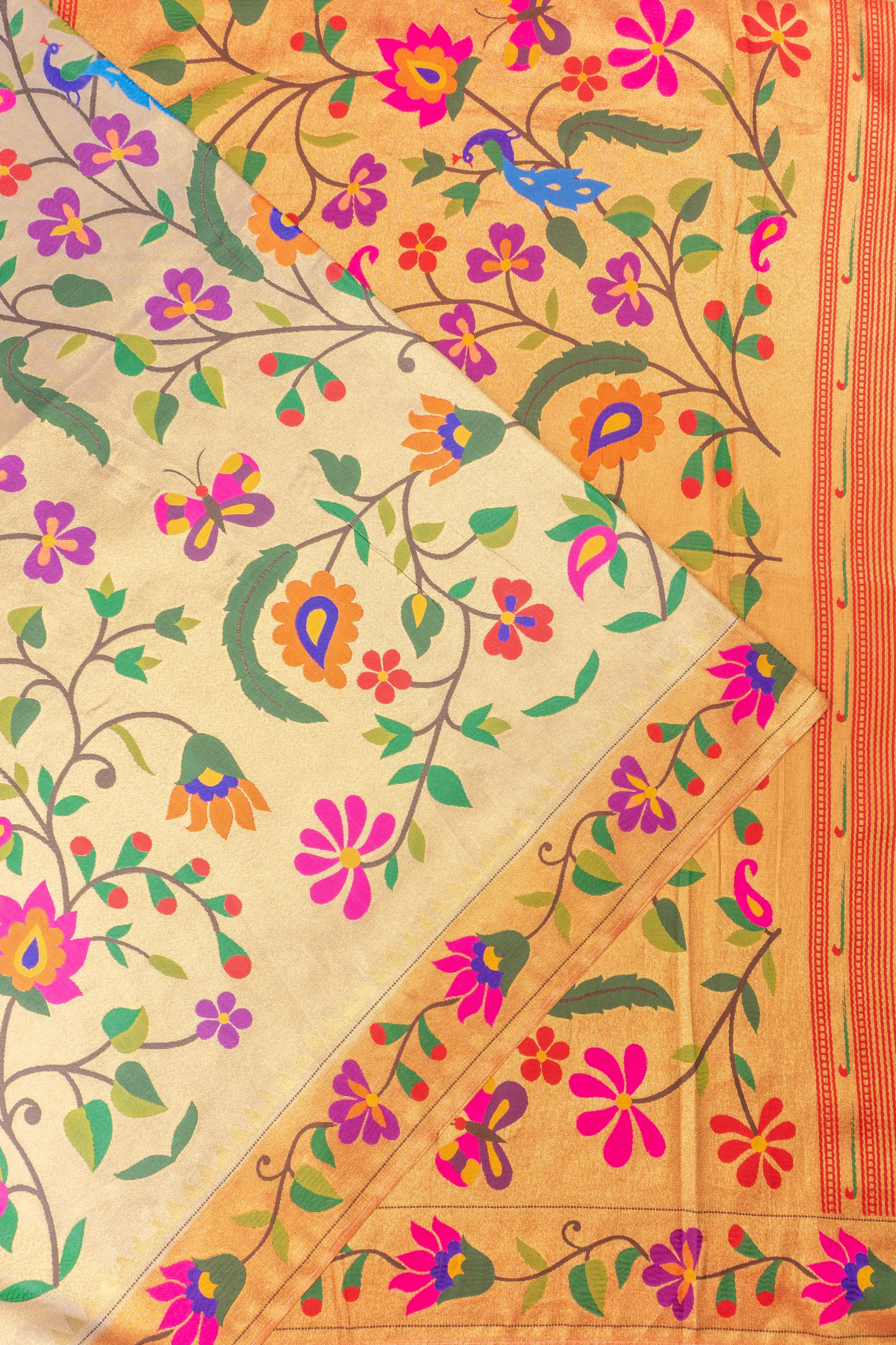 Muniya Silk Tissue Jaal Gold Saree