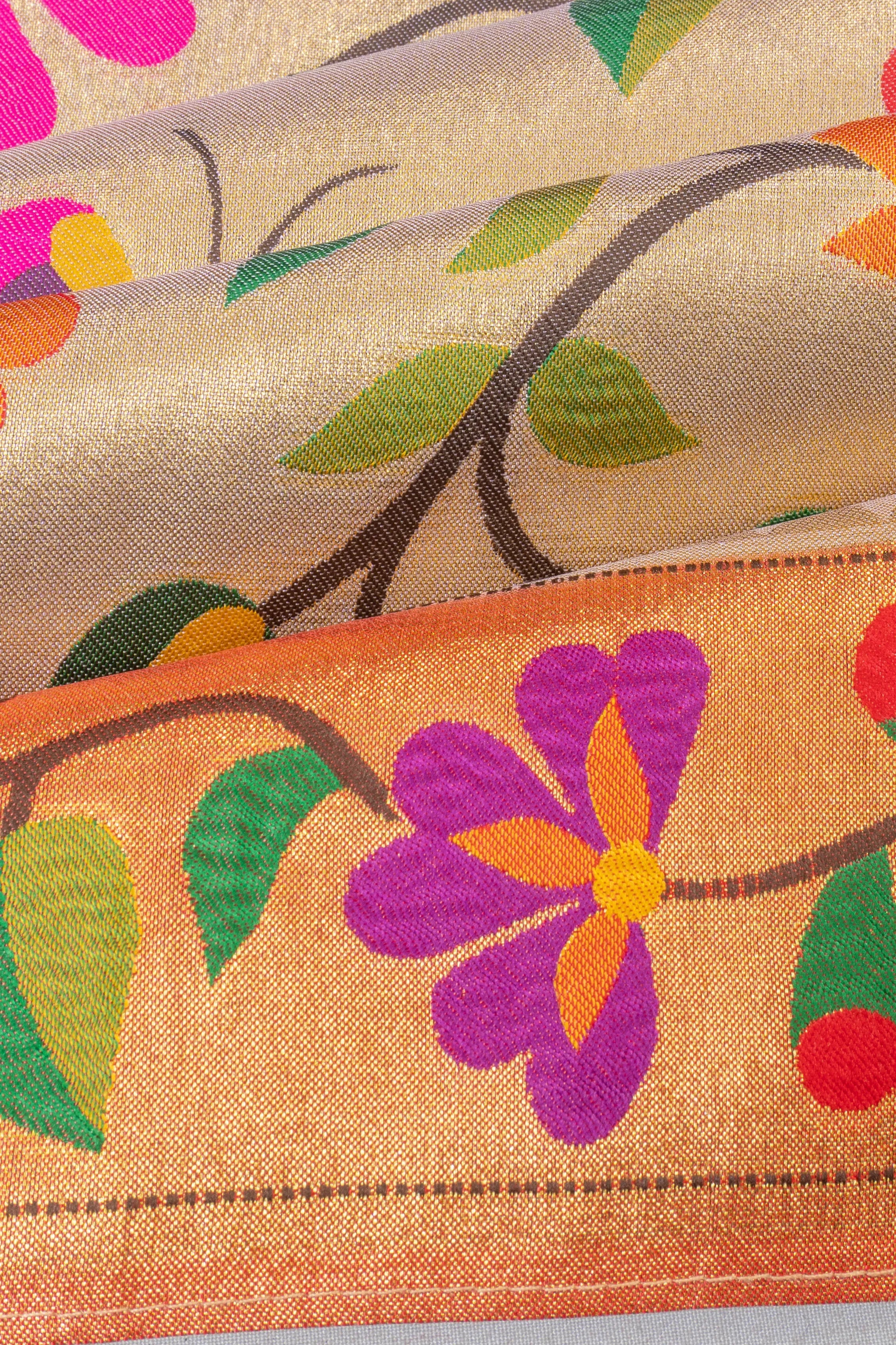 Muniya Silk Tissue Jaal Gold Saree