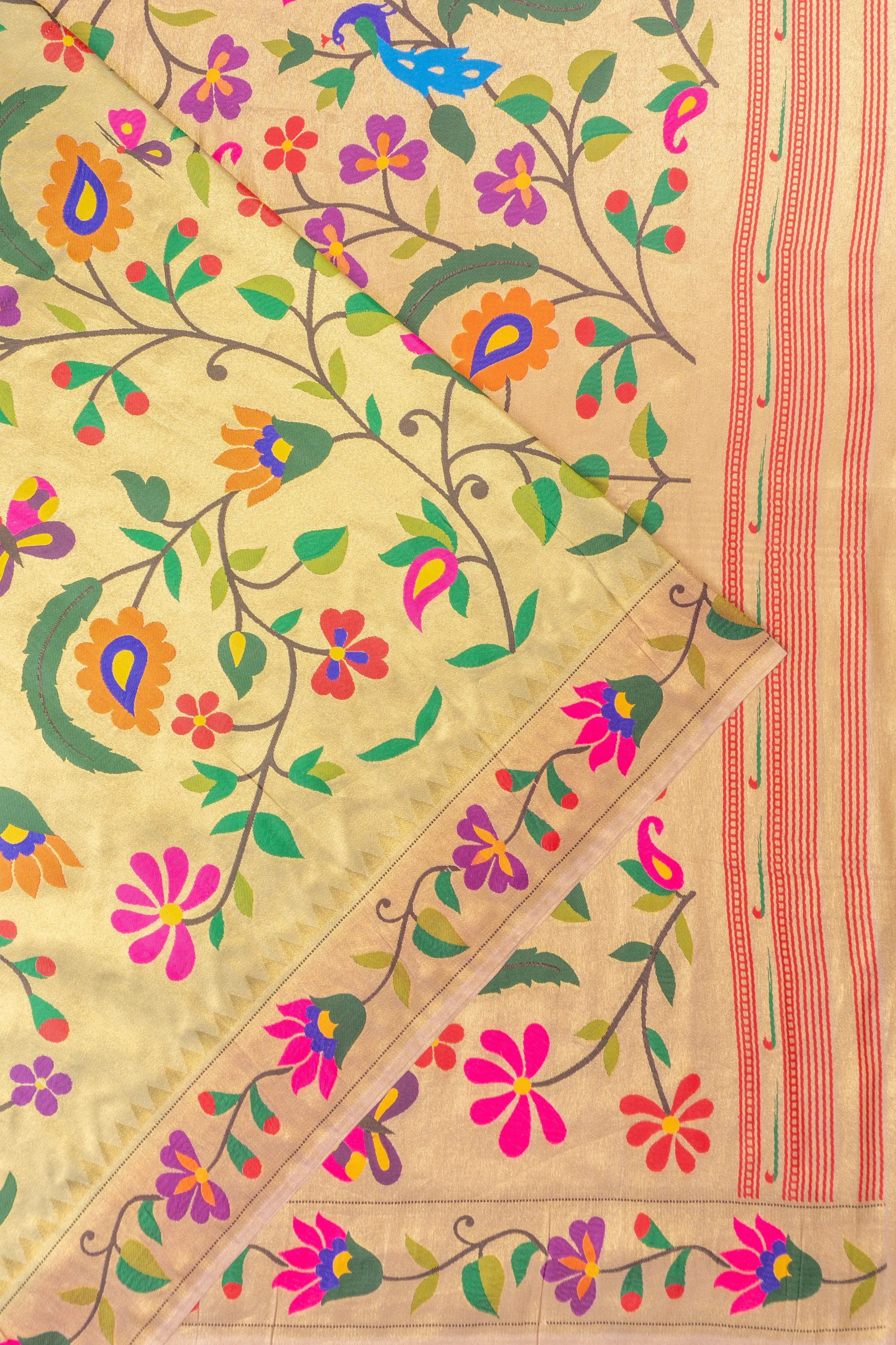 Muniya Silk Tissue Jaal Gold Saree