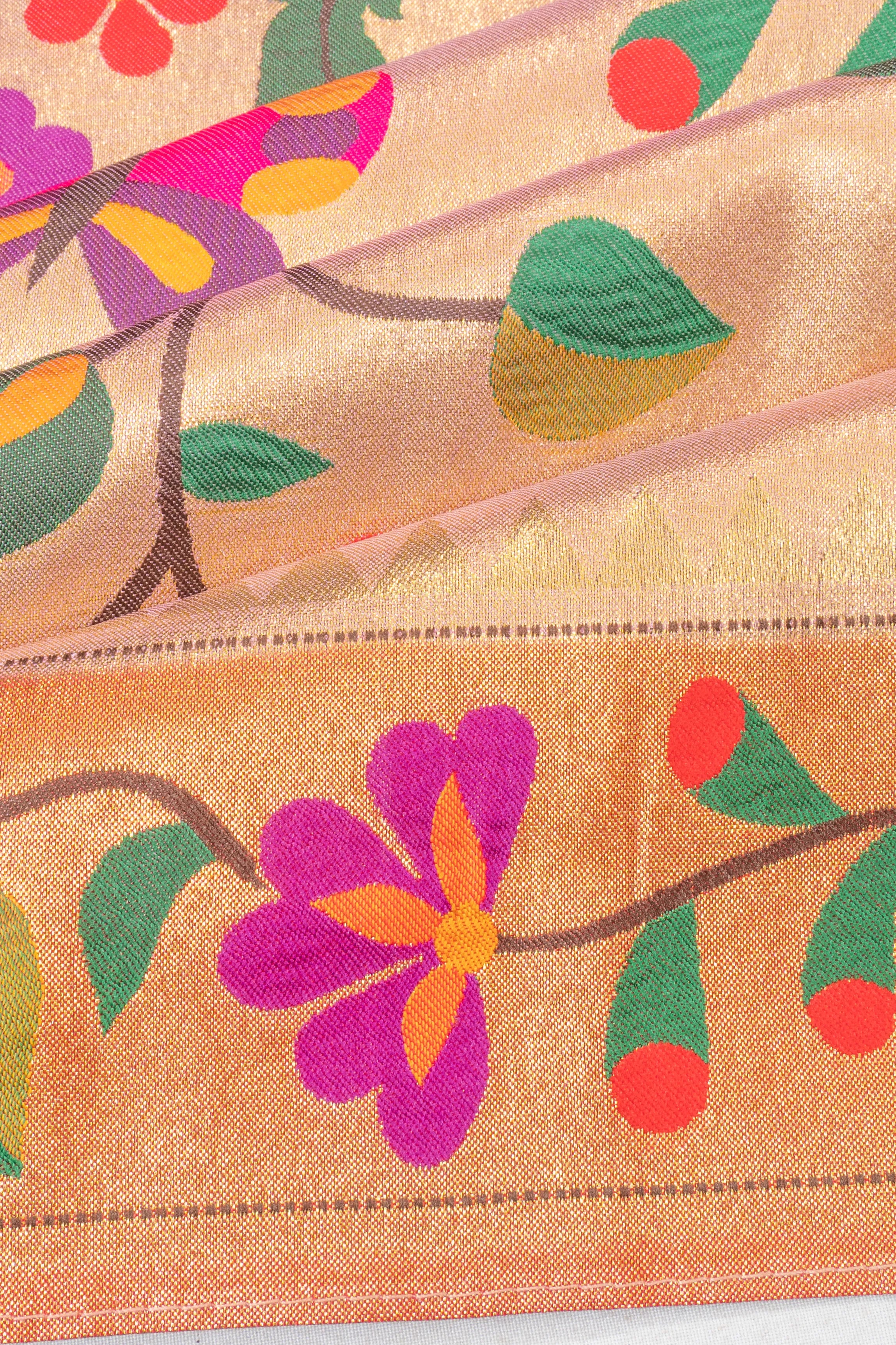 Muniya Silk Tissue Jaal Gold Saree