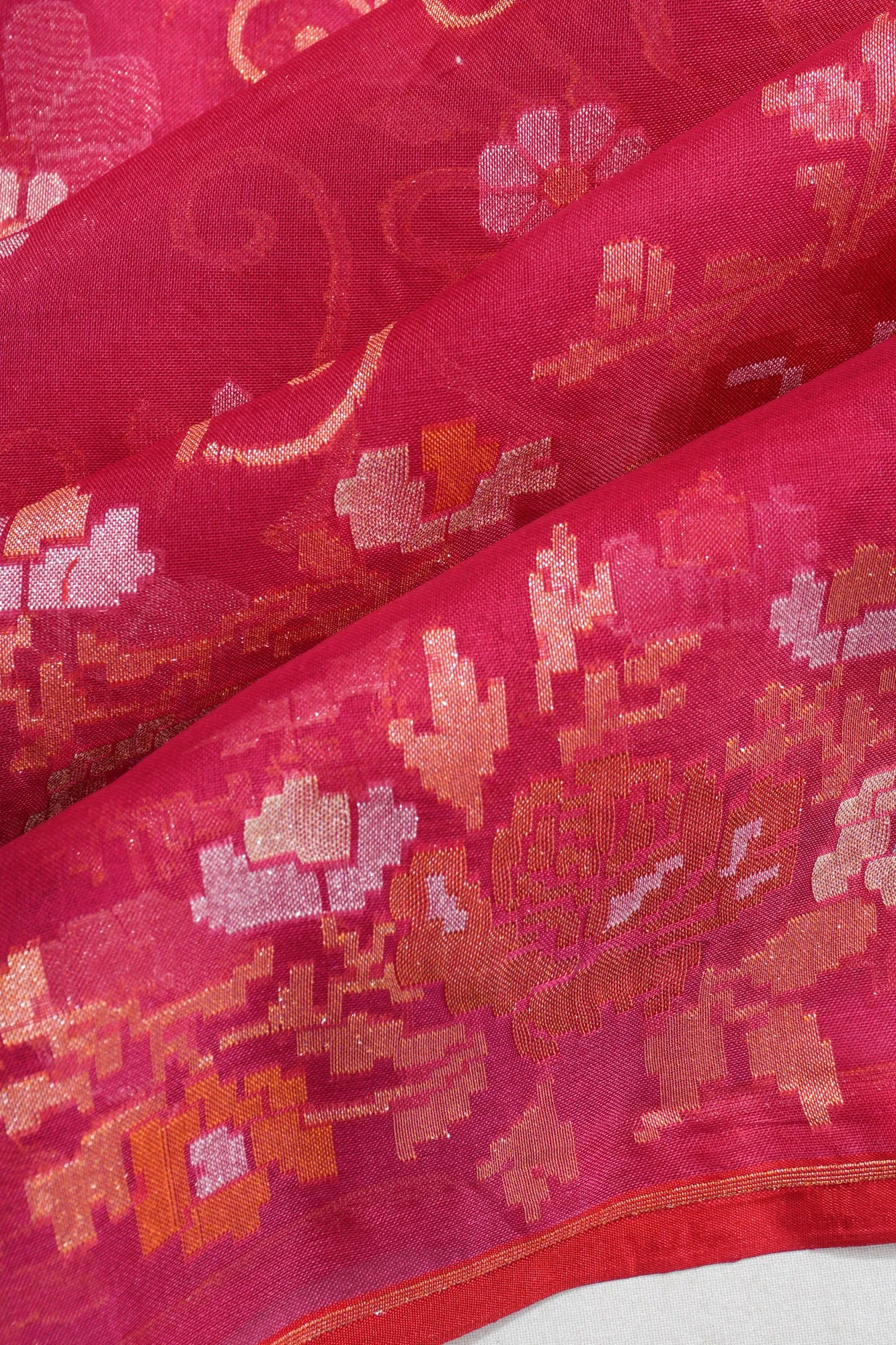 Banarasi Kora Organza Brocade Jaal Red Saree