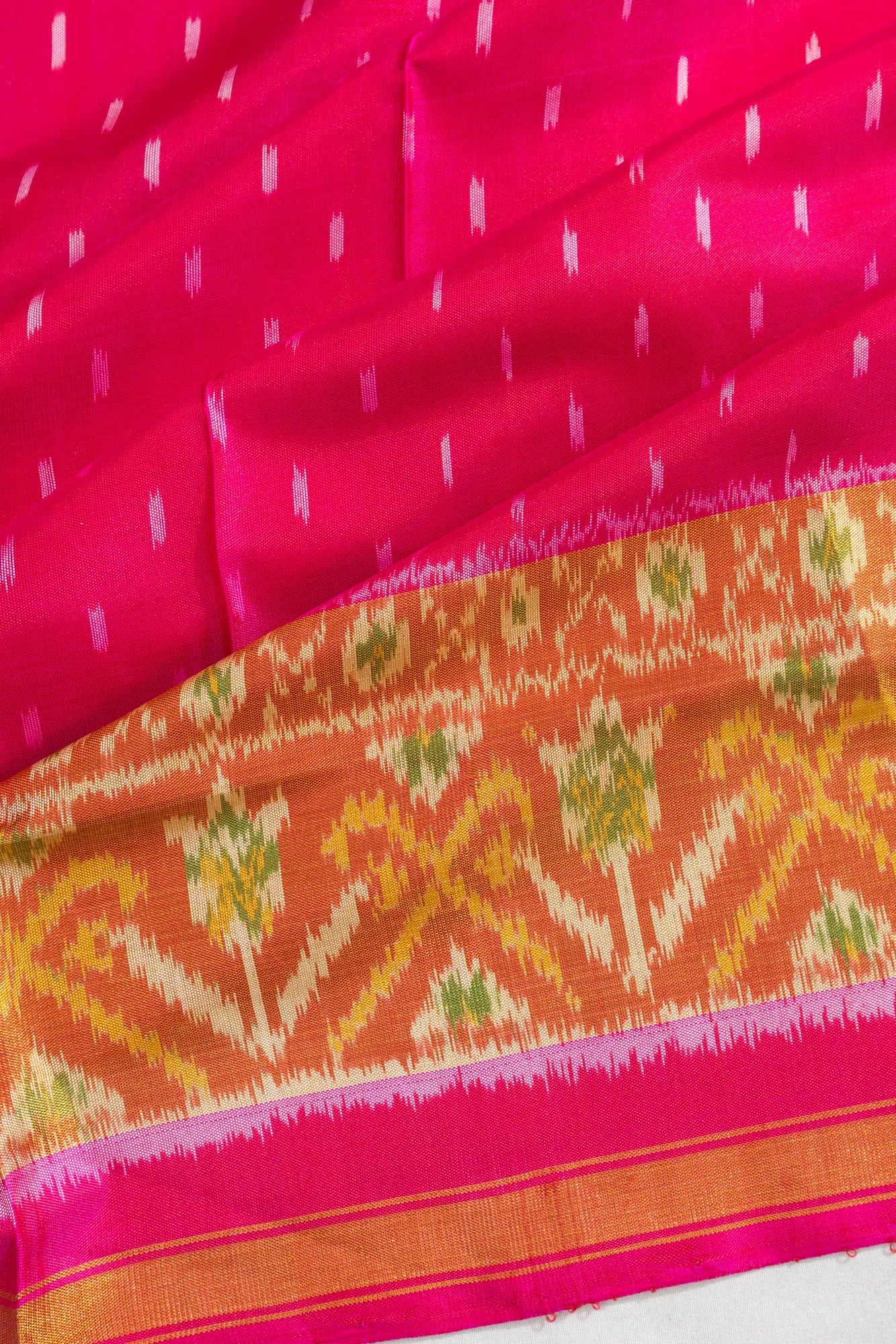 Rajkot Patola Silk Ikat Rani Pink Saree
