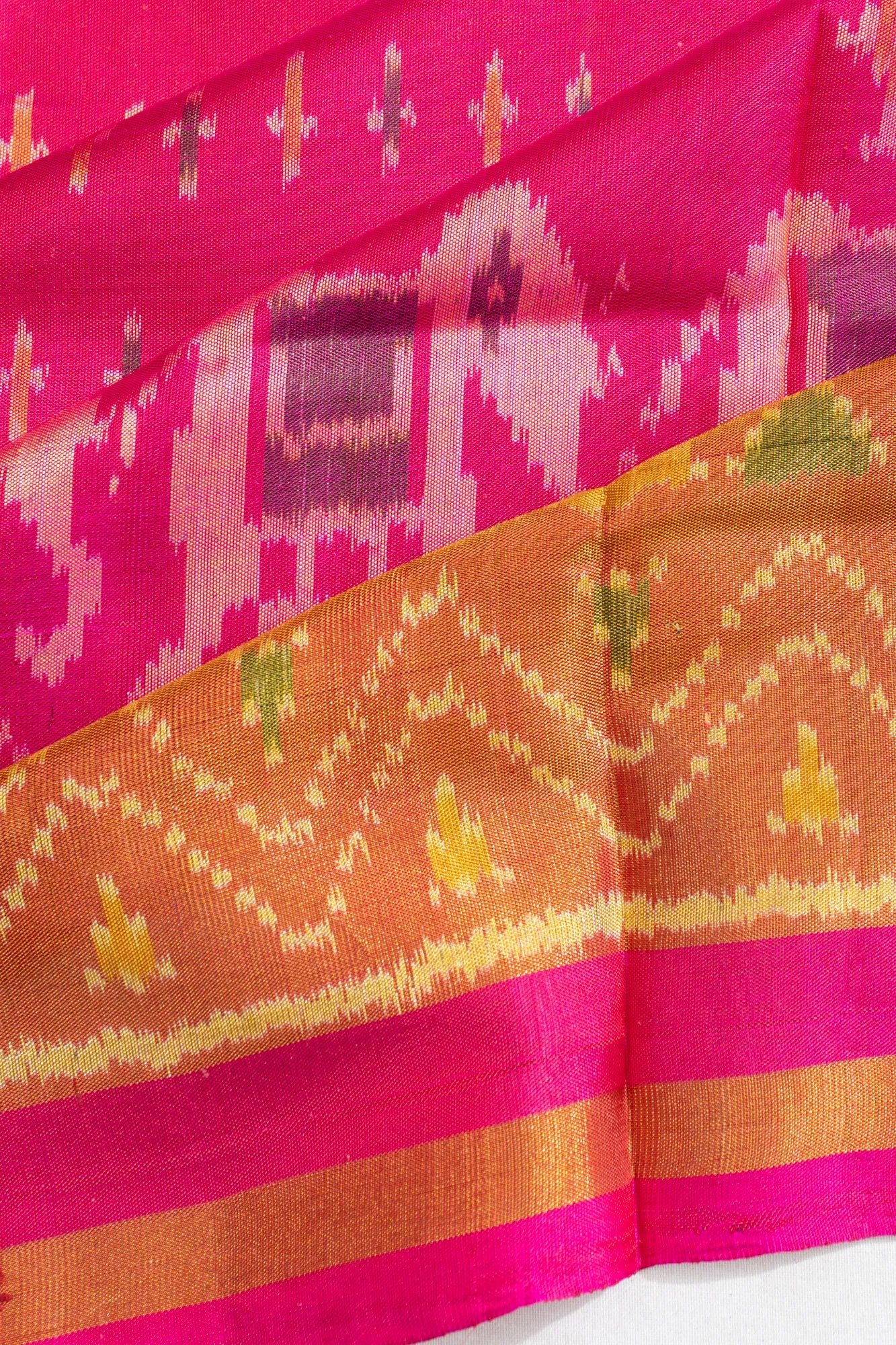 Rajkot Patola Silk Ikat Rani Pink Saree