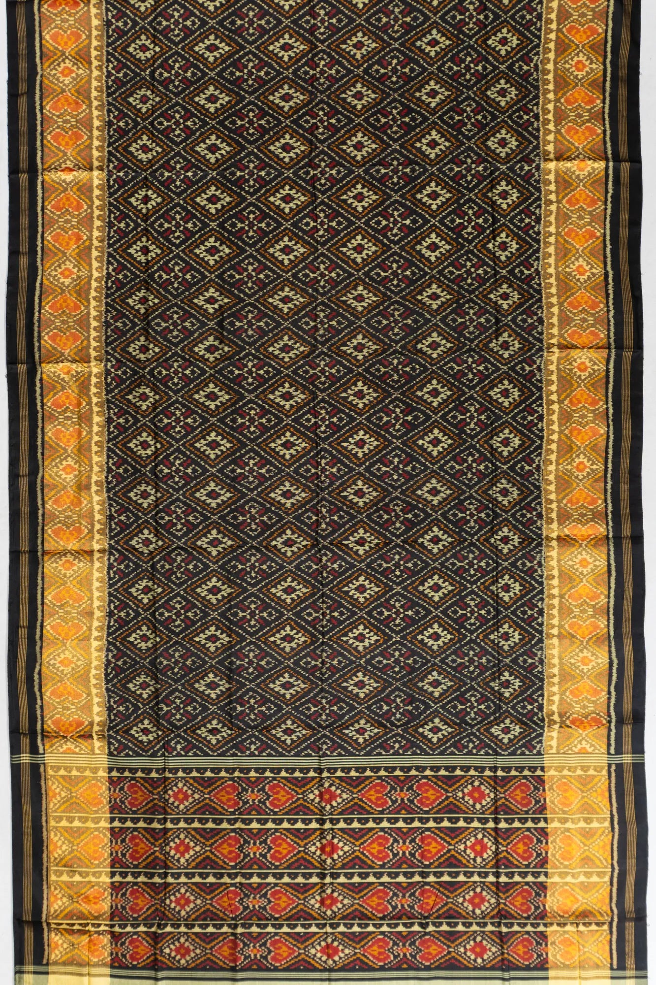 Rajkot Patola Silk Ikat Black Saree