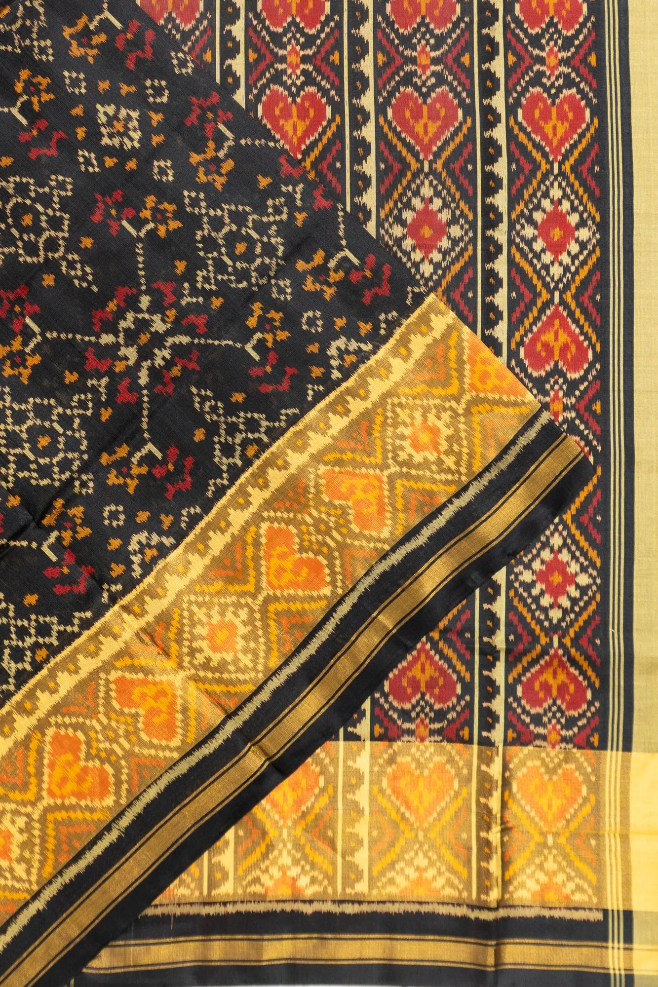 Rajkot Patola Silk Ikat Black Saree