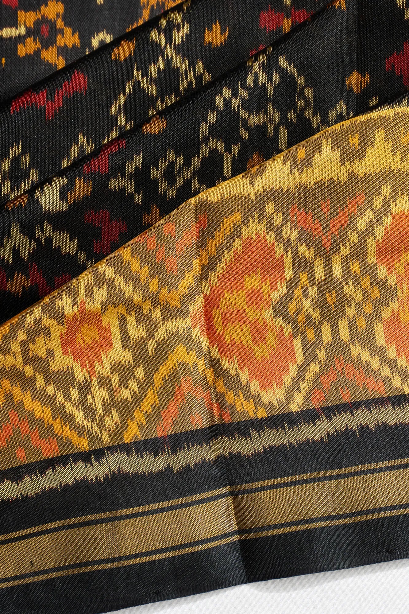 Rajkot Patola Silk Ikat Black Saree