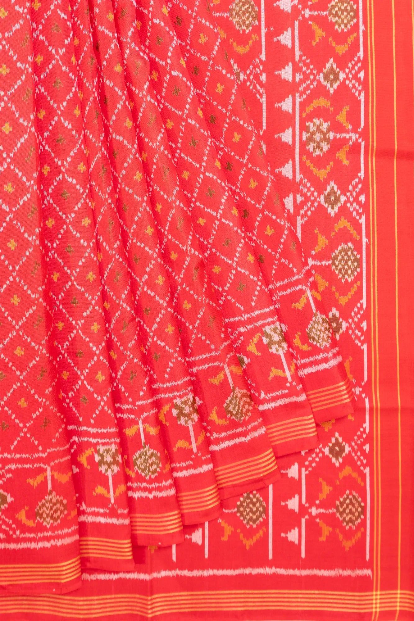 Semi Patan Silk Ikat Red Saree