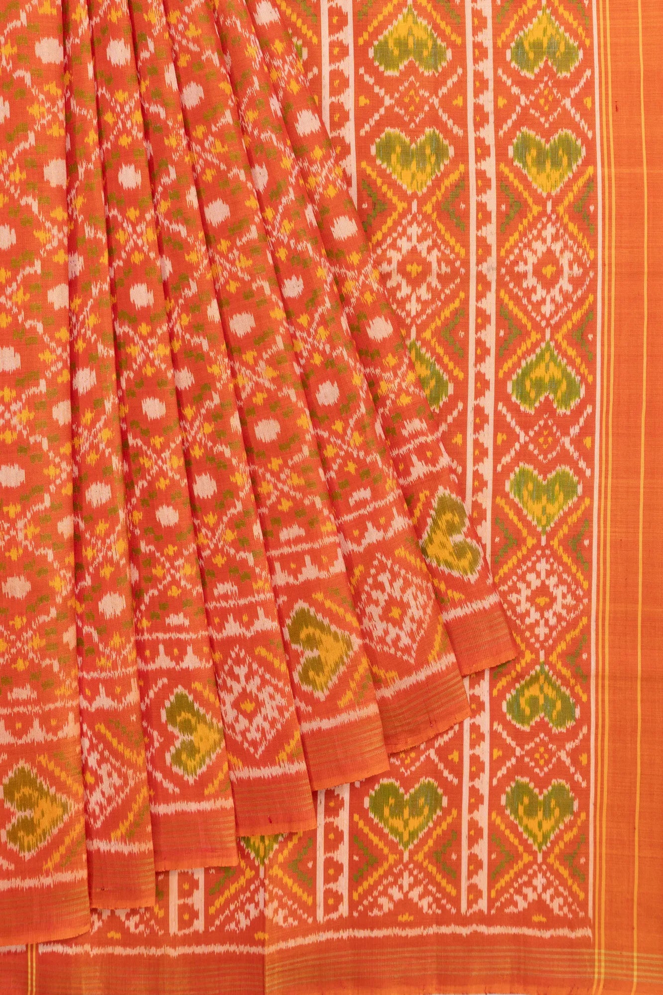 Semi Patan Silk Ikat Orange Saree