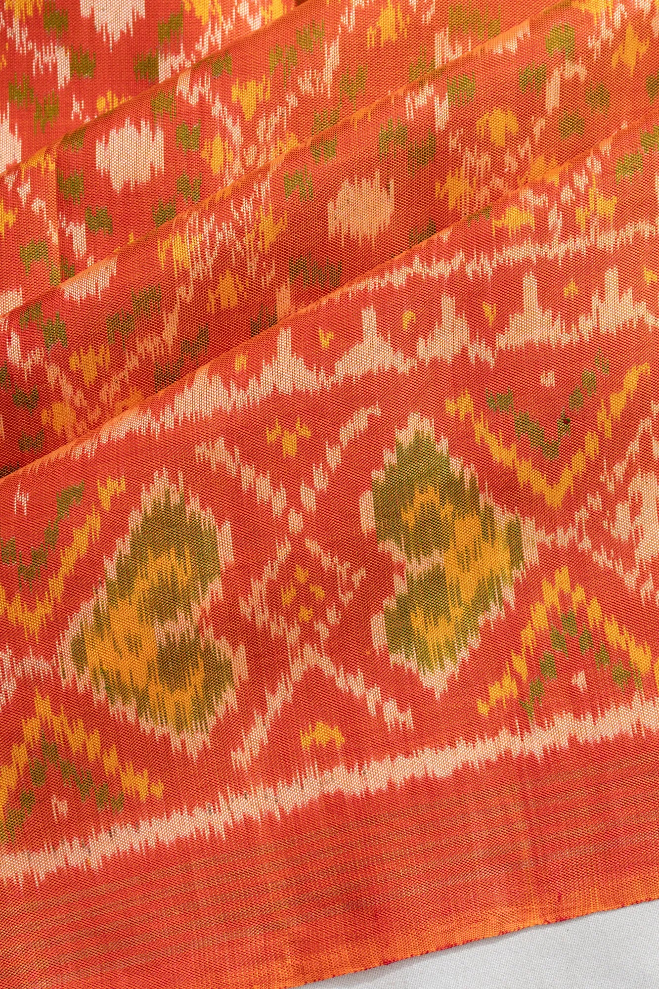 Semi Patan Silk Ikat Orange Saree