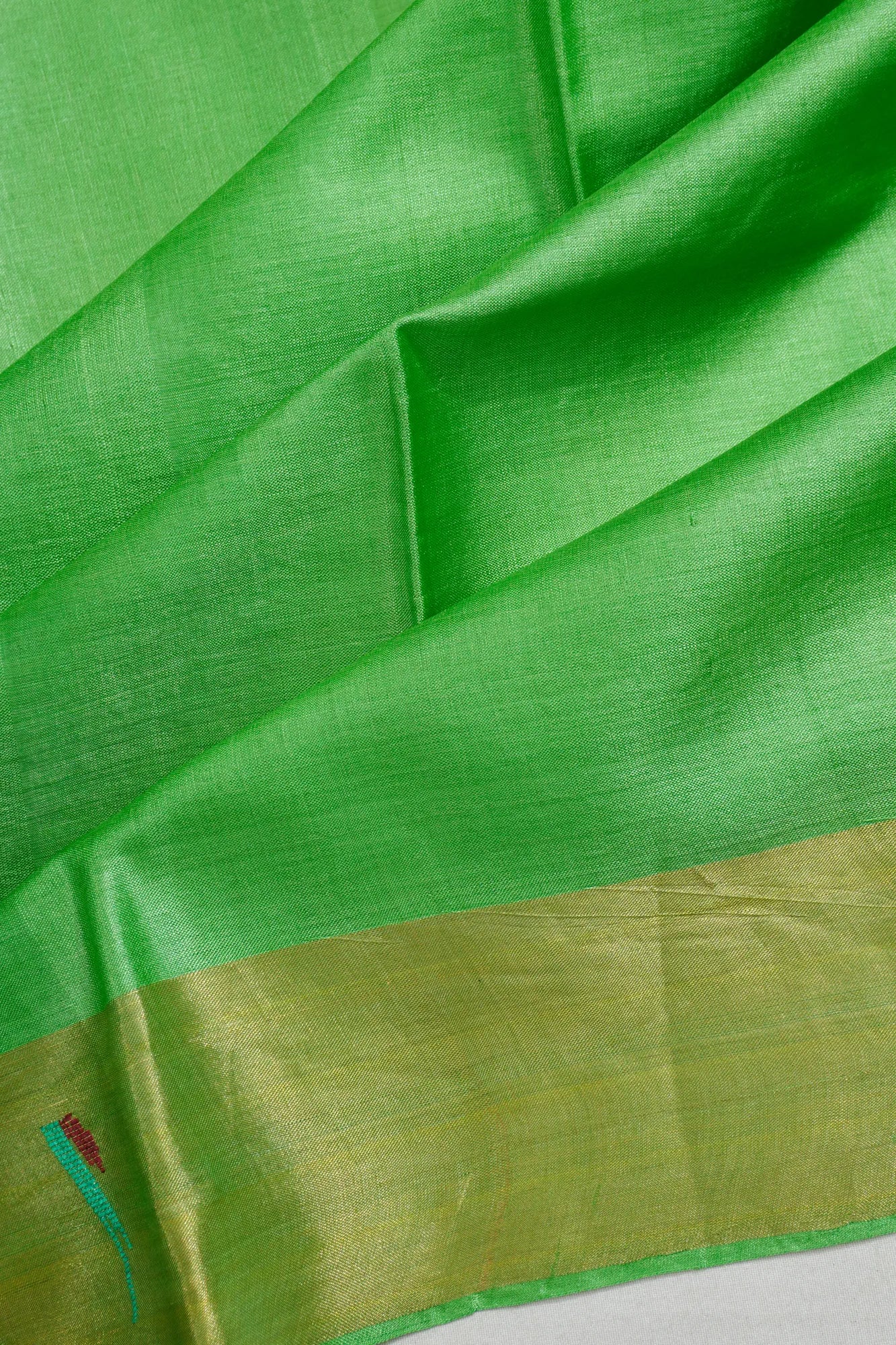Tussar Butta Green Saree