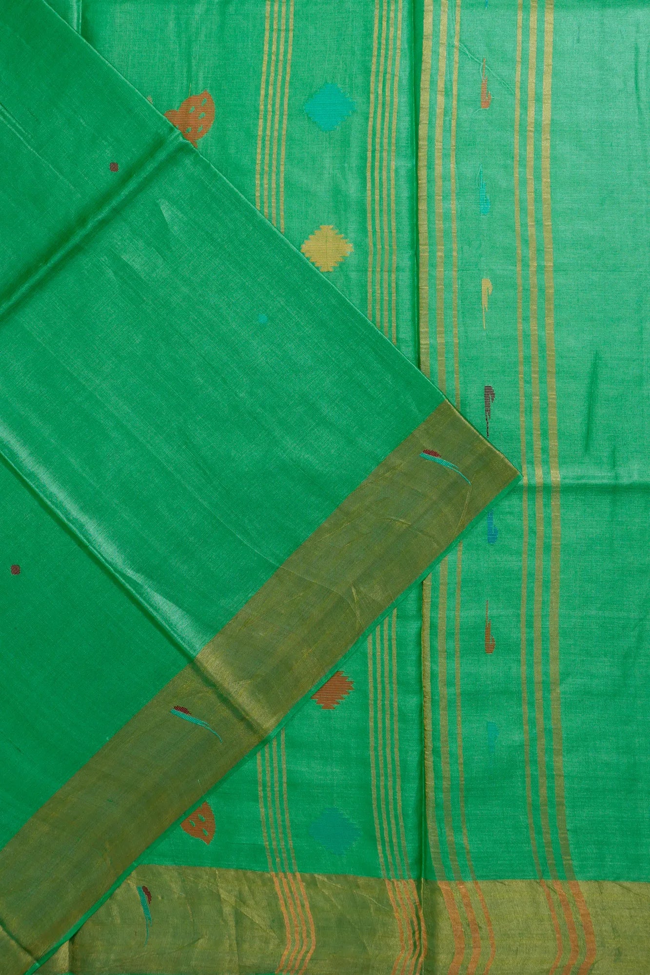 Tussar Butta Sea Green Saree