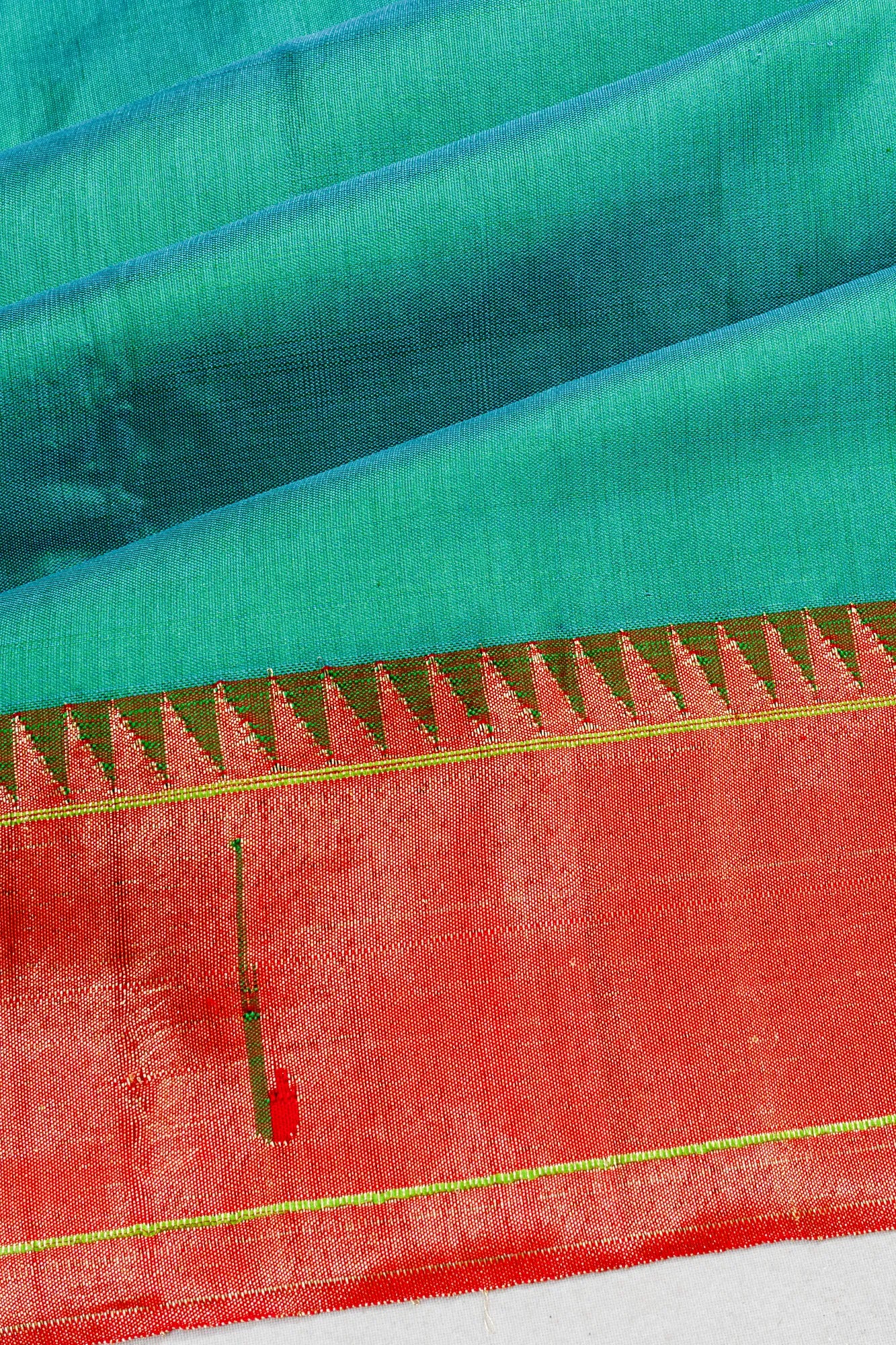 Paithani Silk Butta Sky Blue Saree With Single Muniya Border