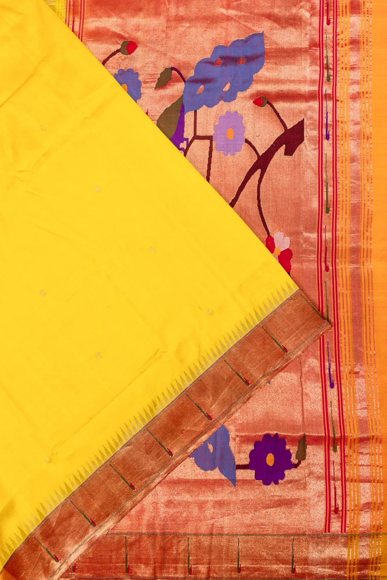 Paithani Silk Butta Sky Blue Saree With Single Muniya Border