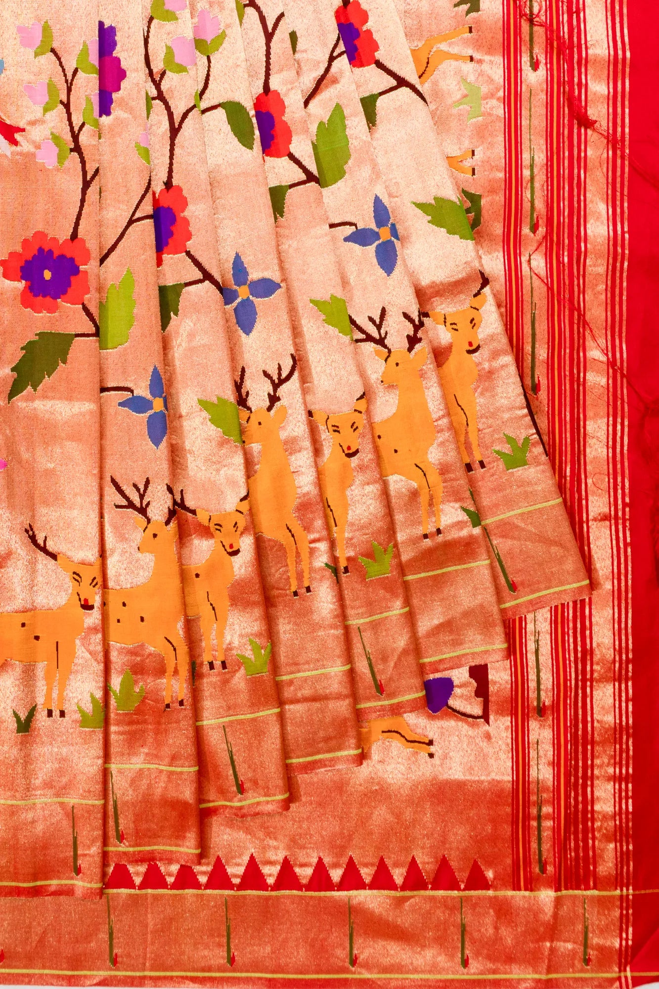 Paithani Silk All Over Jaal Red Saree