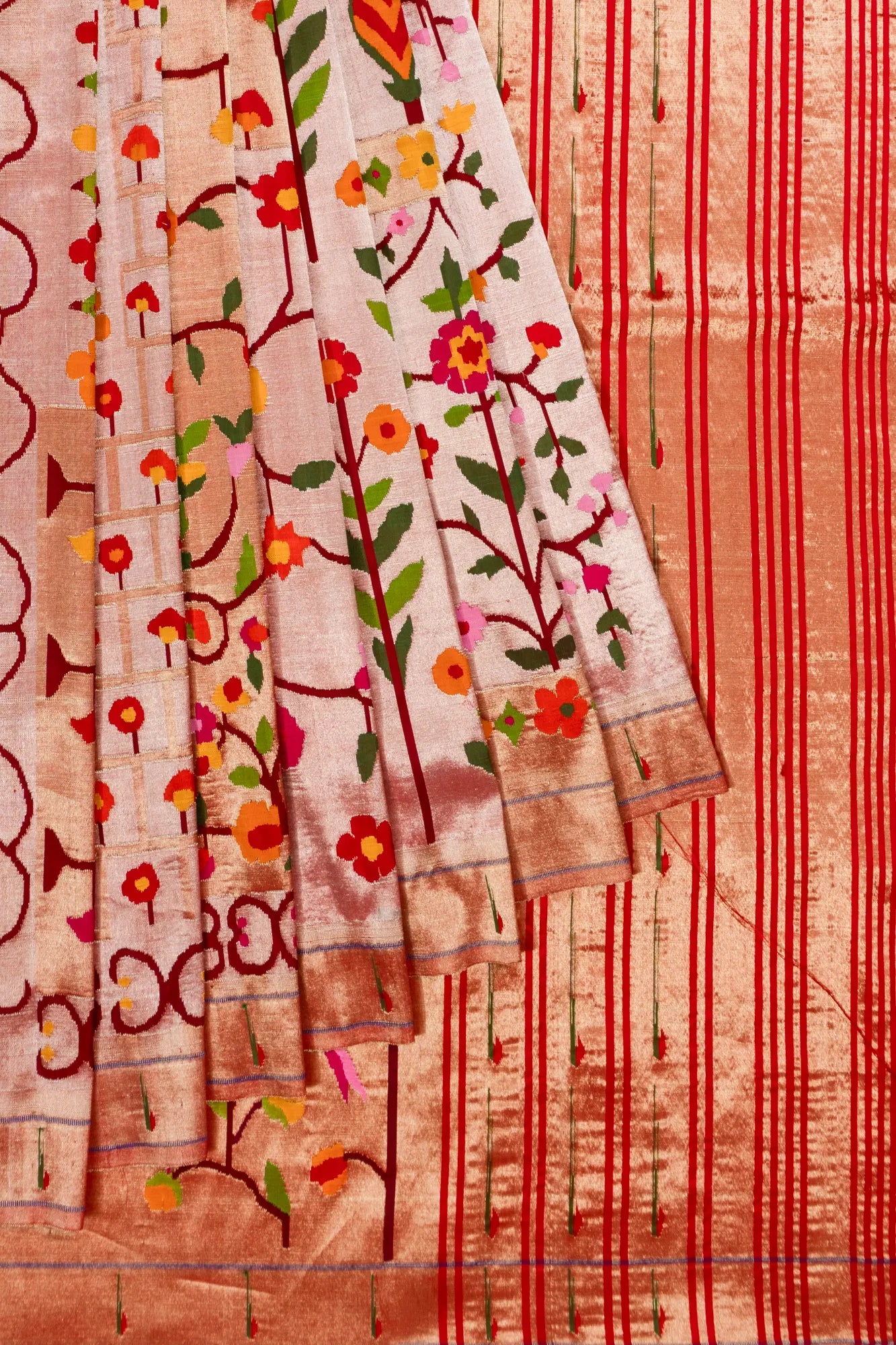 Paithani Silk Tissue All Over Jaal Gold Saree