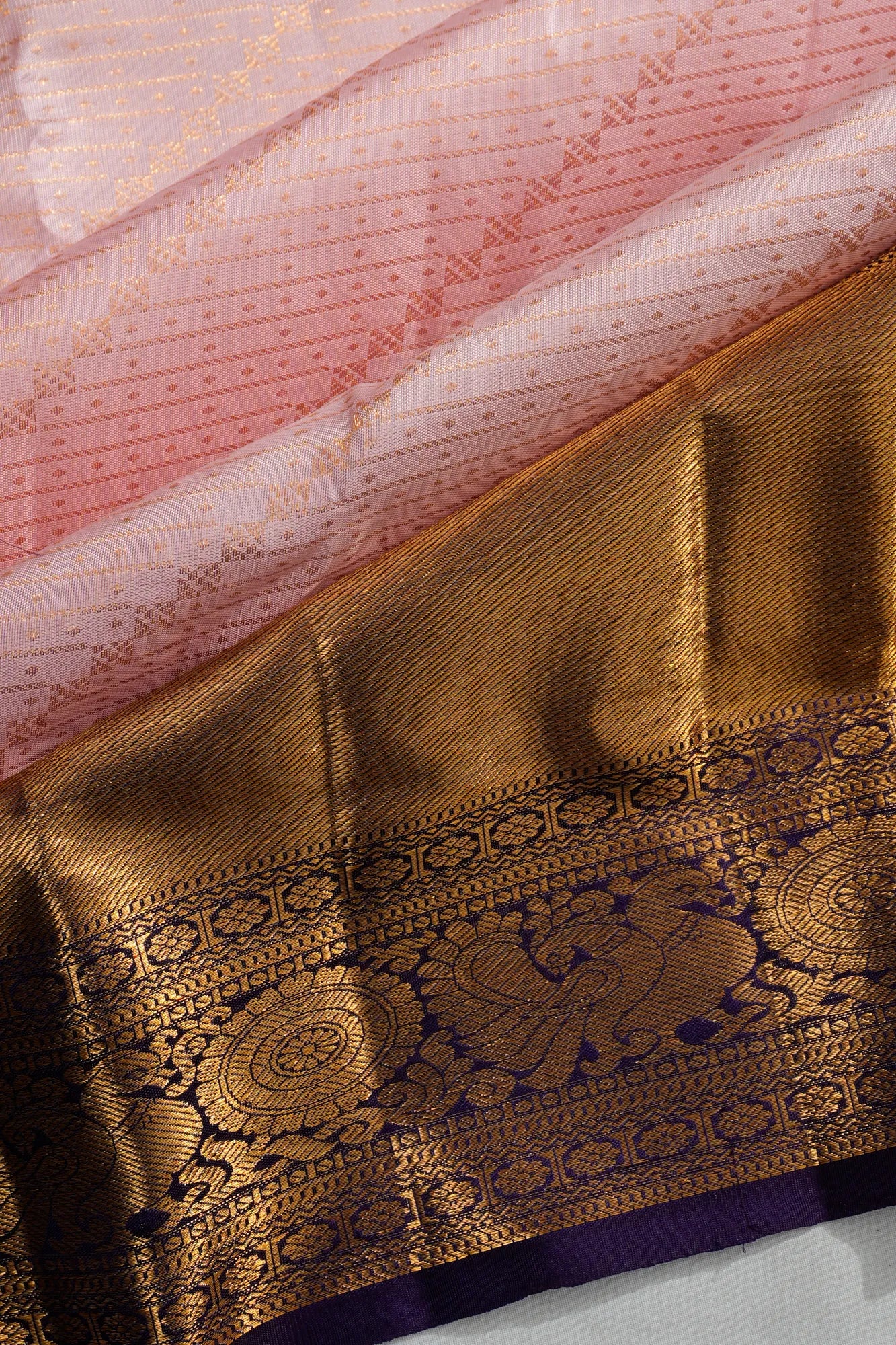Kanchipuram Silk Brocade Baby Pink Saree