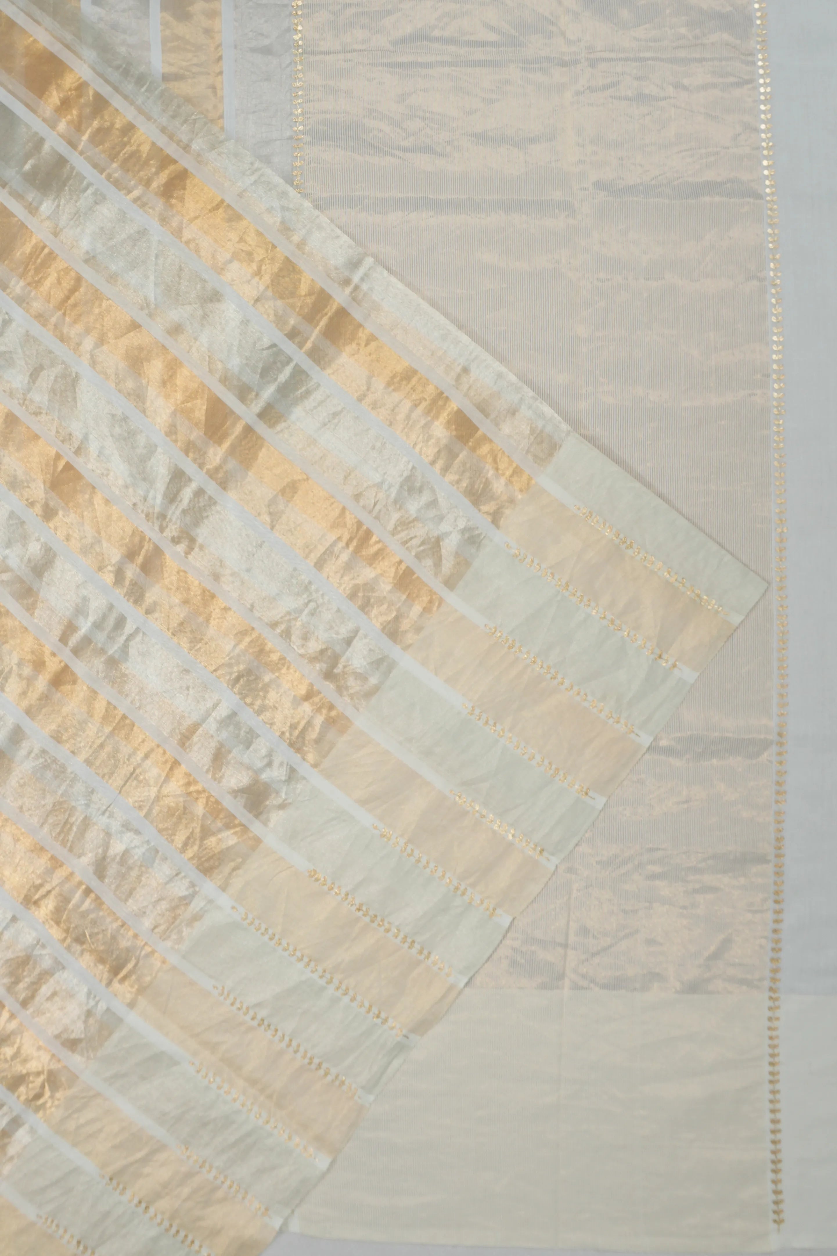 Organza Tissue Vertical Lines Silver Saree