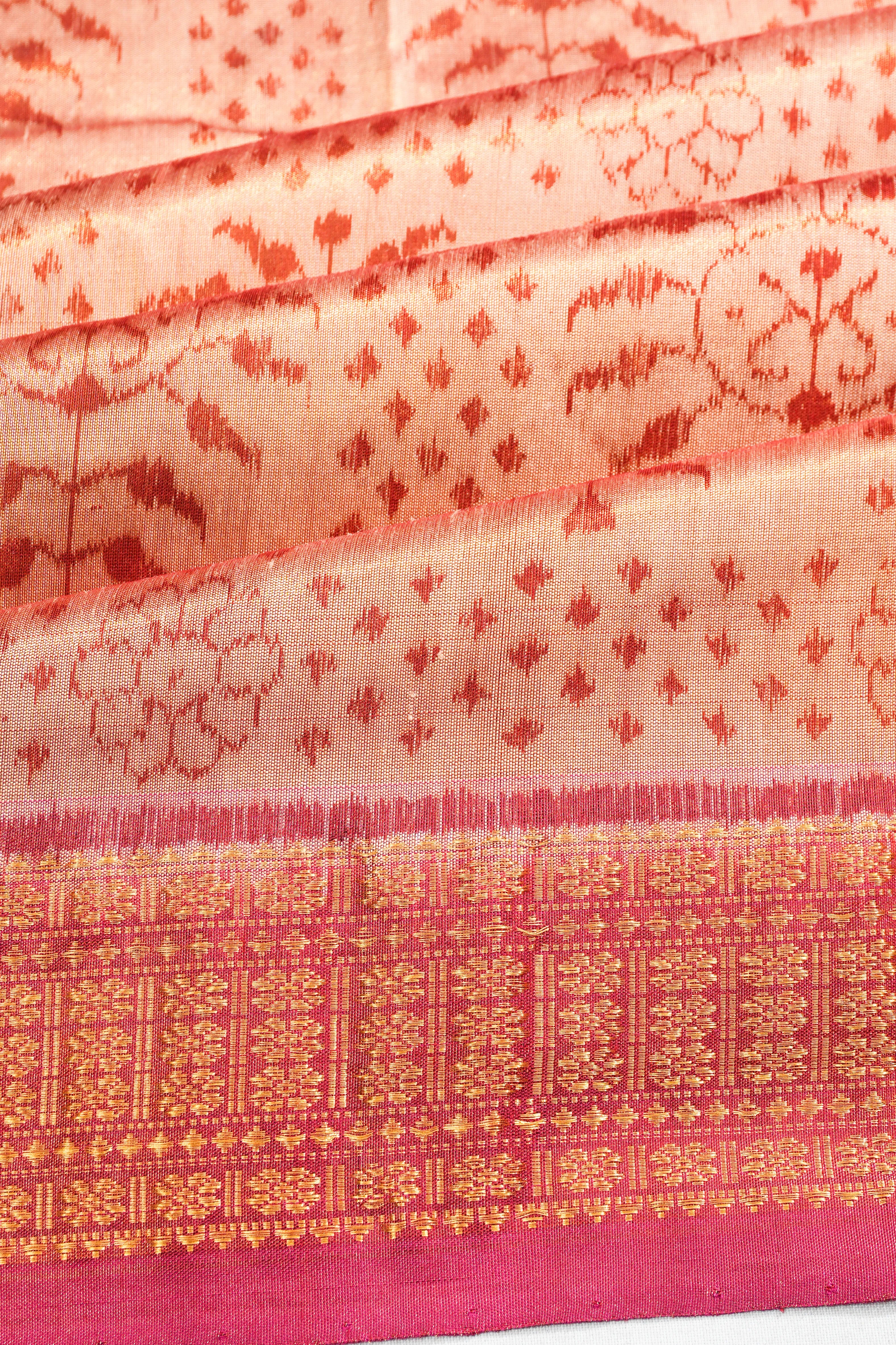 Sambalpuri Silk Ikat Tissue Cream Saree