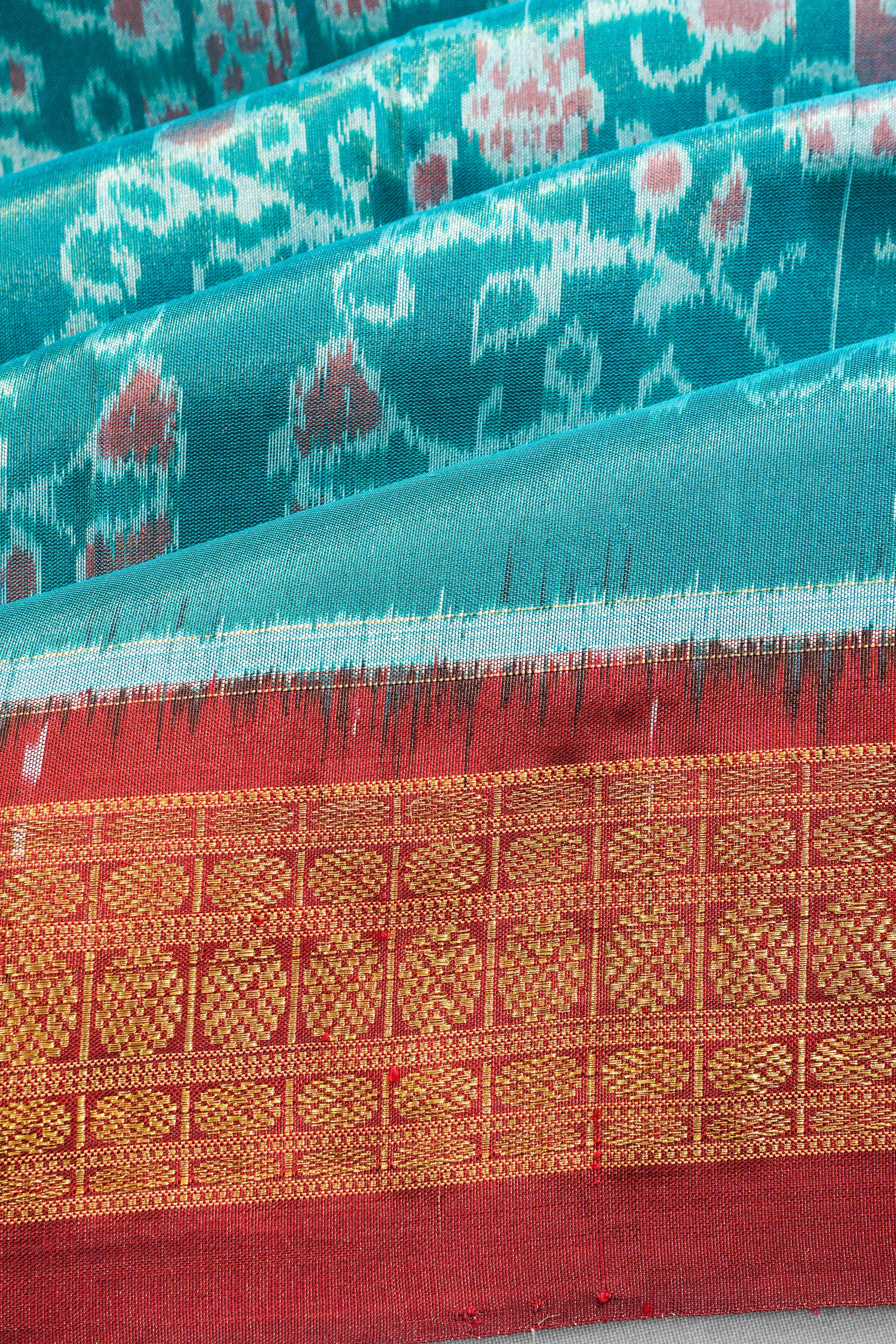 Sambalpuri Silk Ikat Tissue Sky Blue Saree