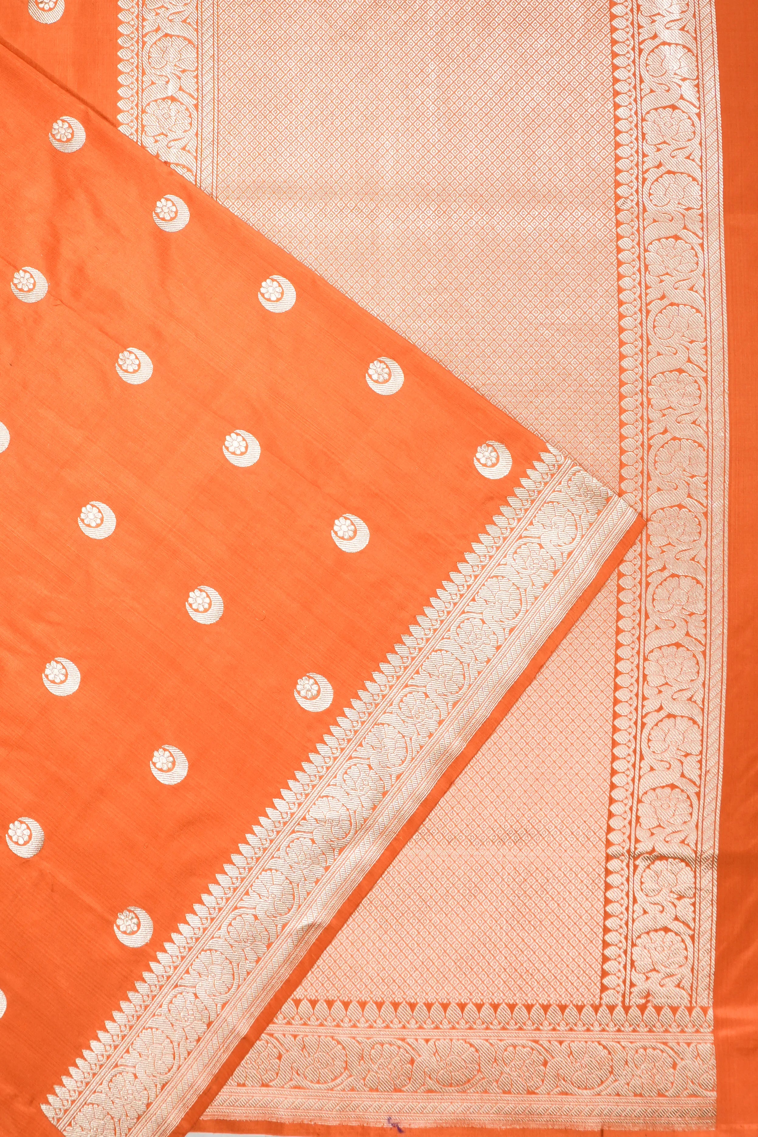 Banarasi Silk Kadwa Butta Orange Saree