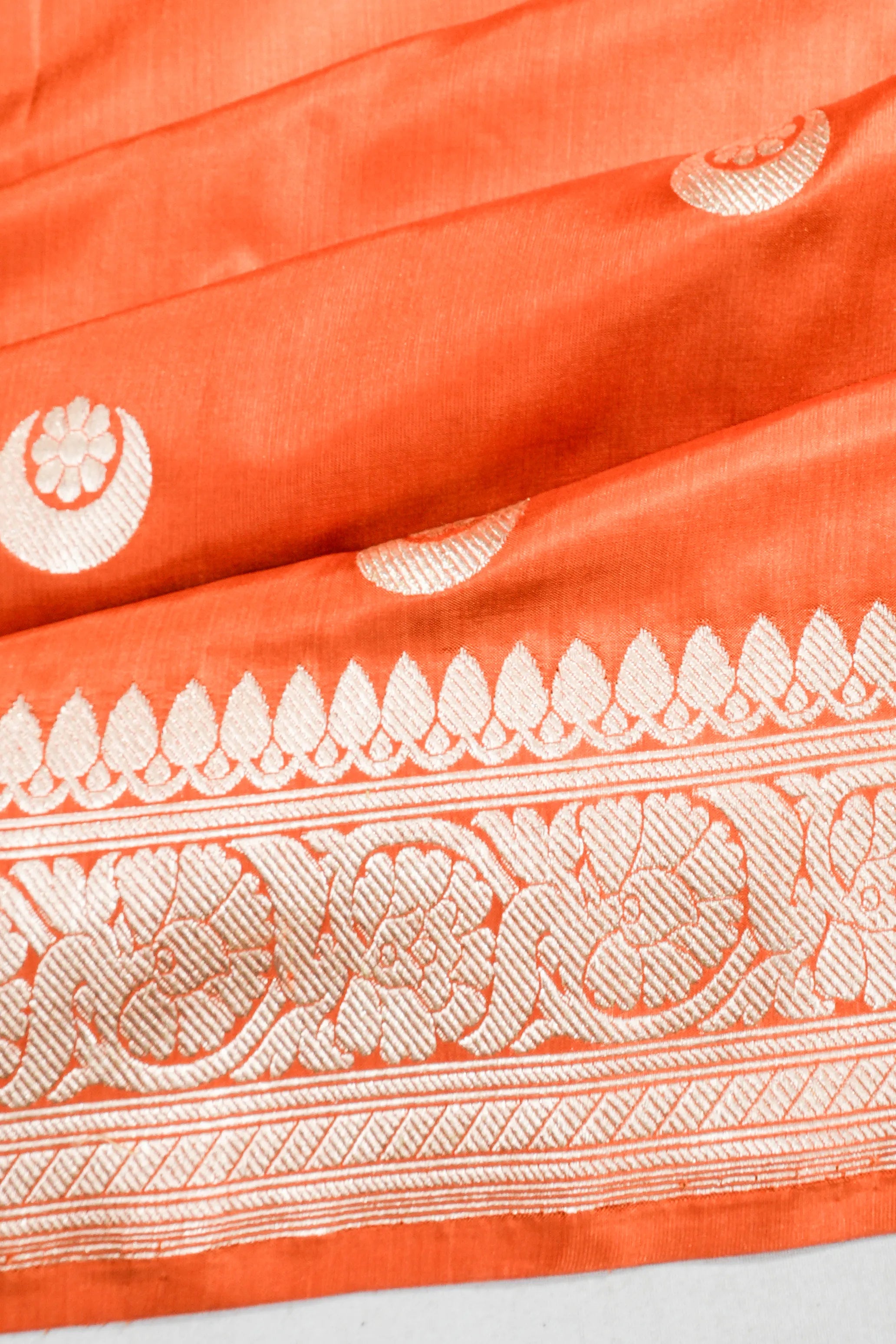 Banarasi Silk Kadwa Butta Orange Saree