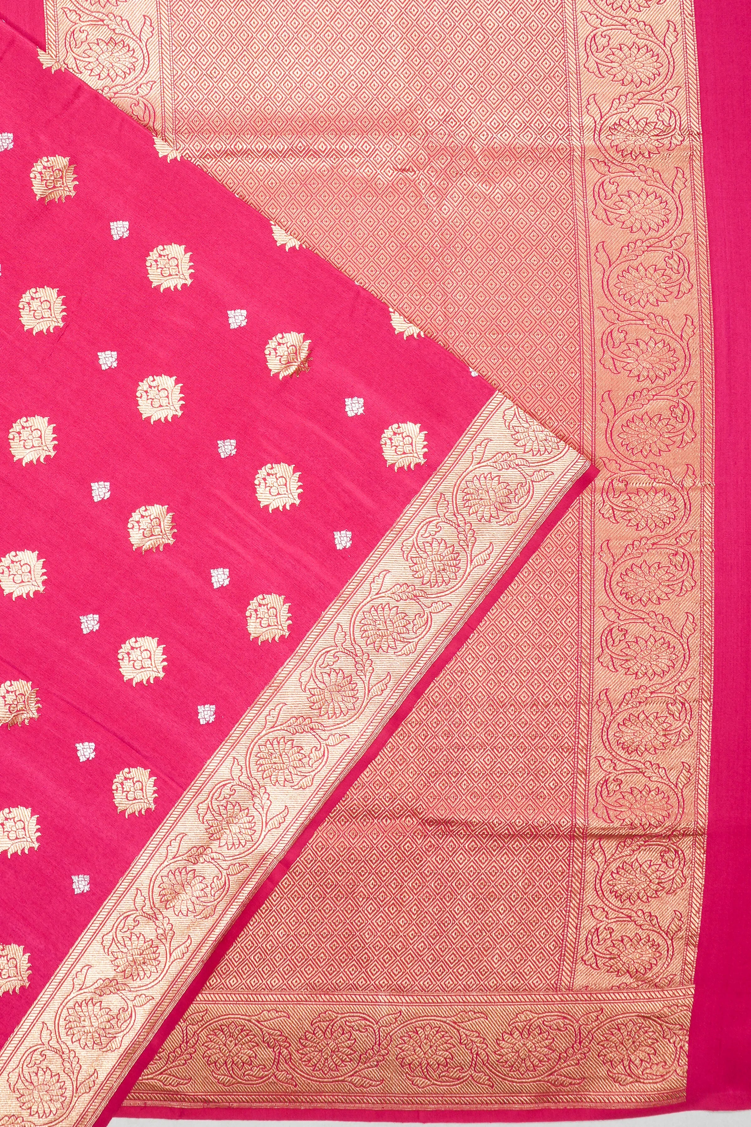 Banarasi Silk Kadwa Butta Rani Pink Saree