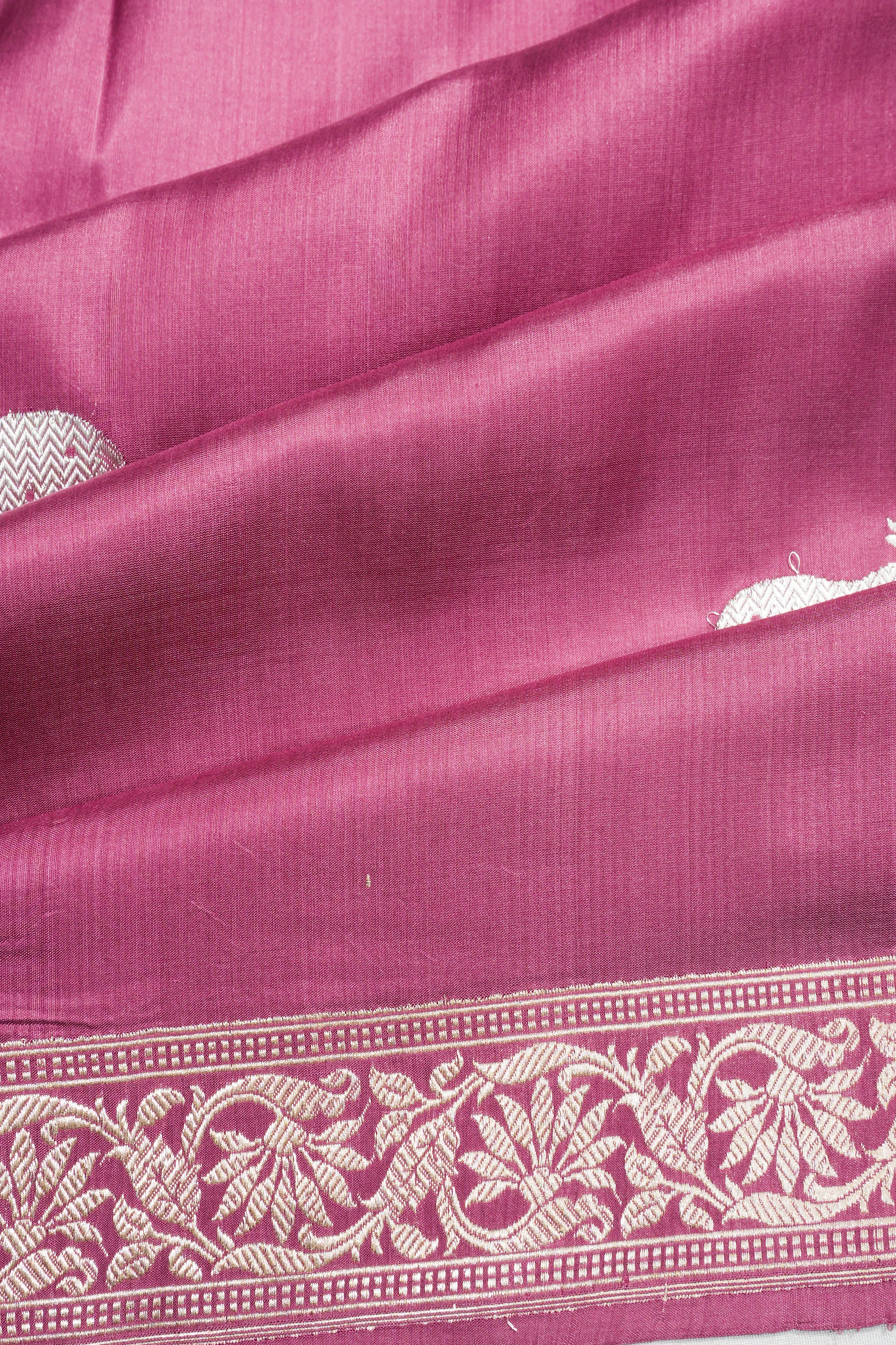 Banarasi Silk Pichwai Kadwa Butta Pink Saree