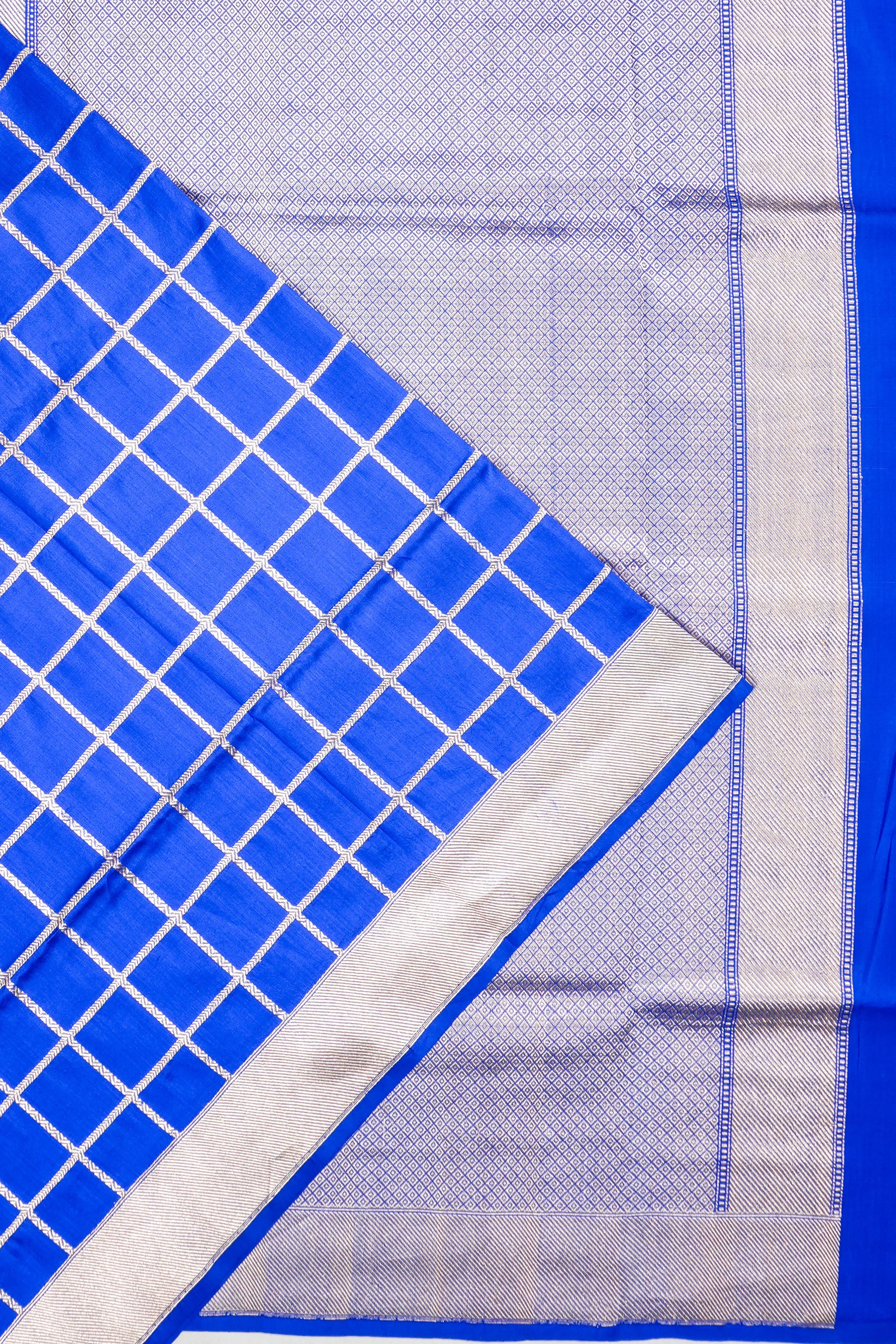 Banarasi Silk Checks Royal Blue Saree