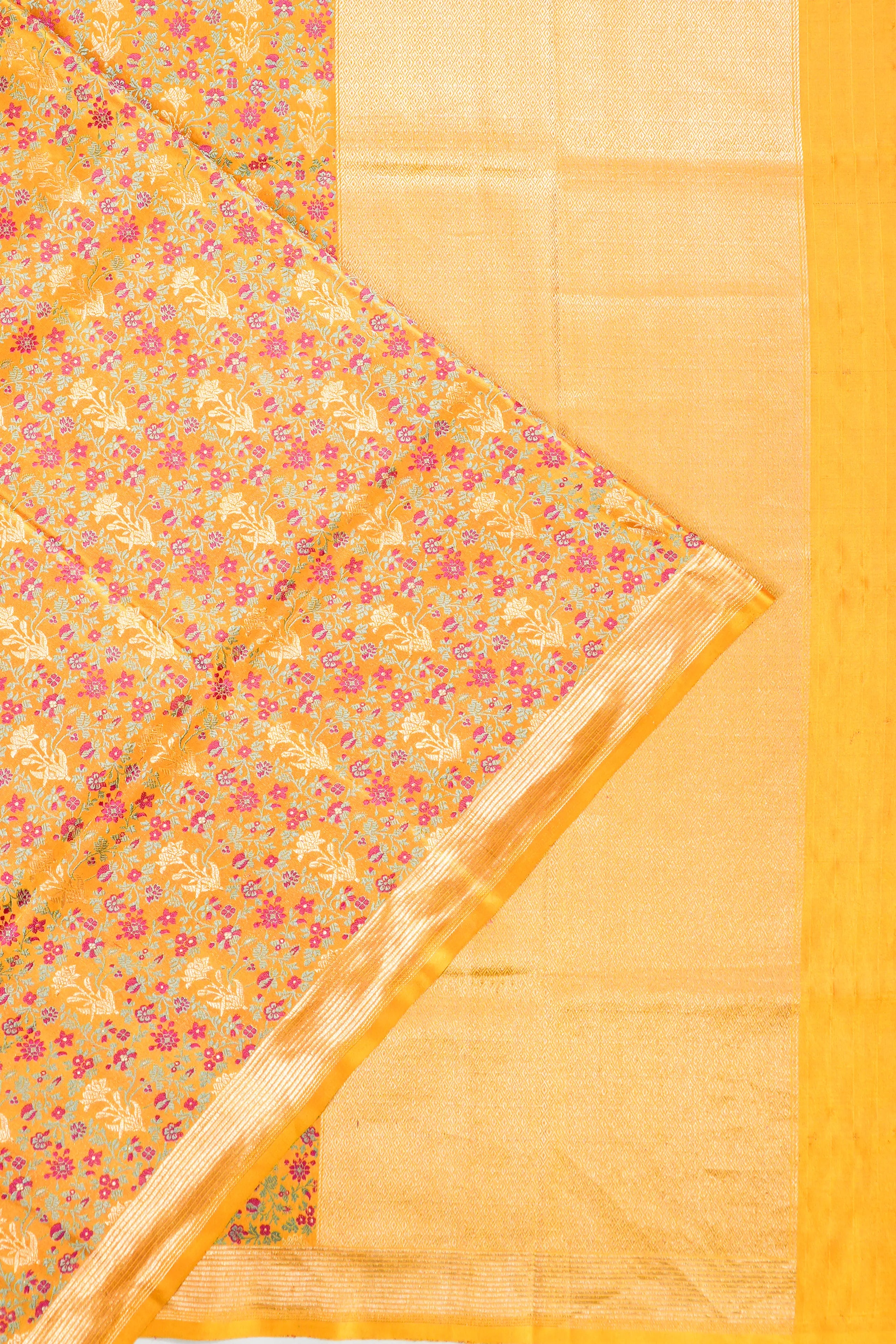 Banarasi Silk Brocade Yellow Saree