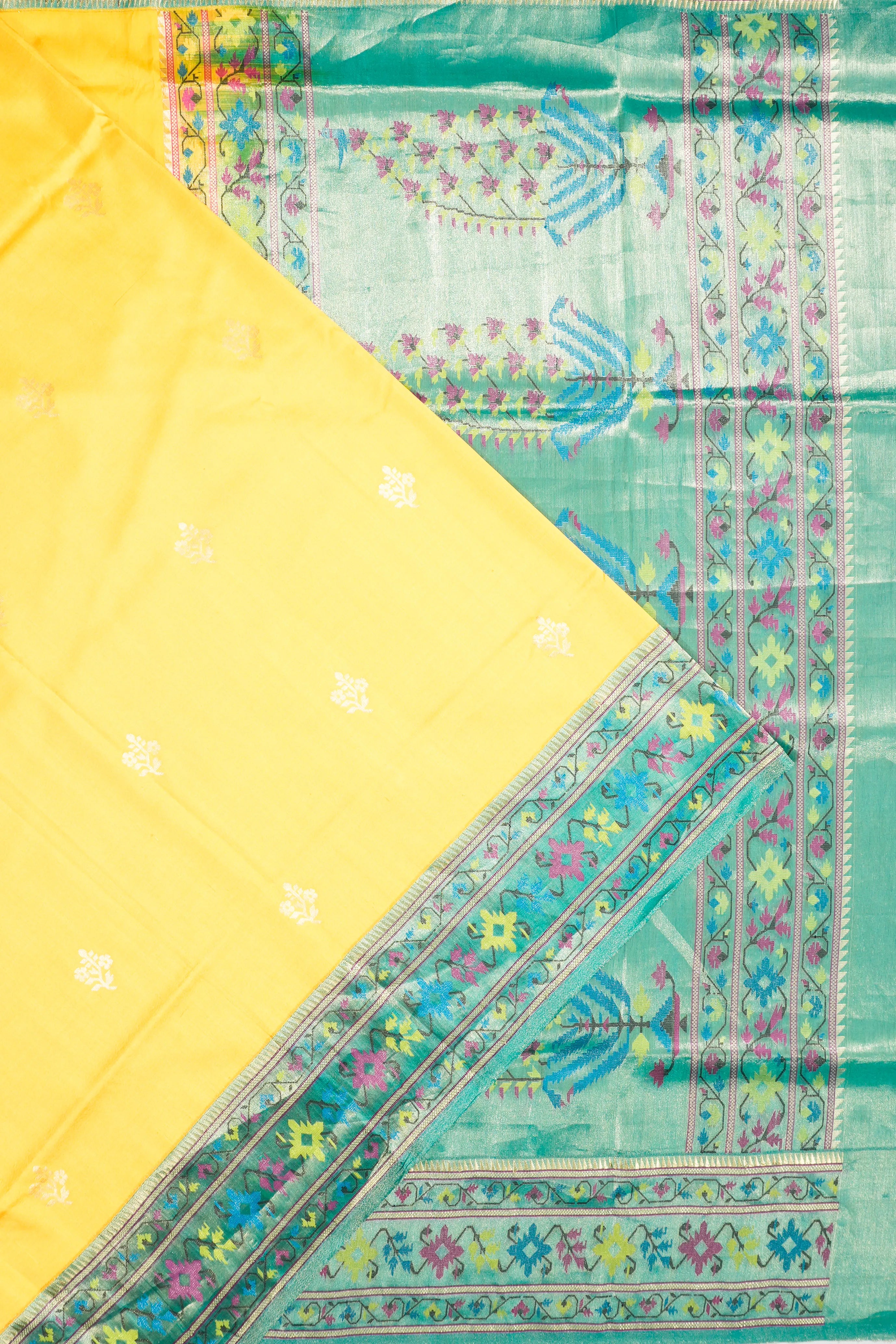Banarasi Silk Kadwa Butta Yellow Saree