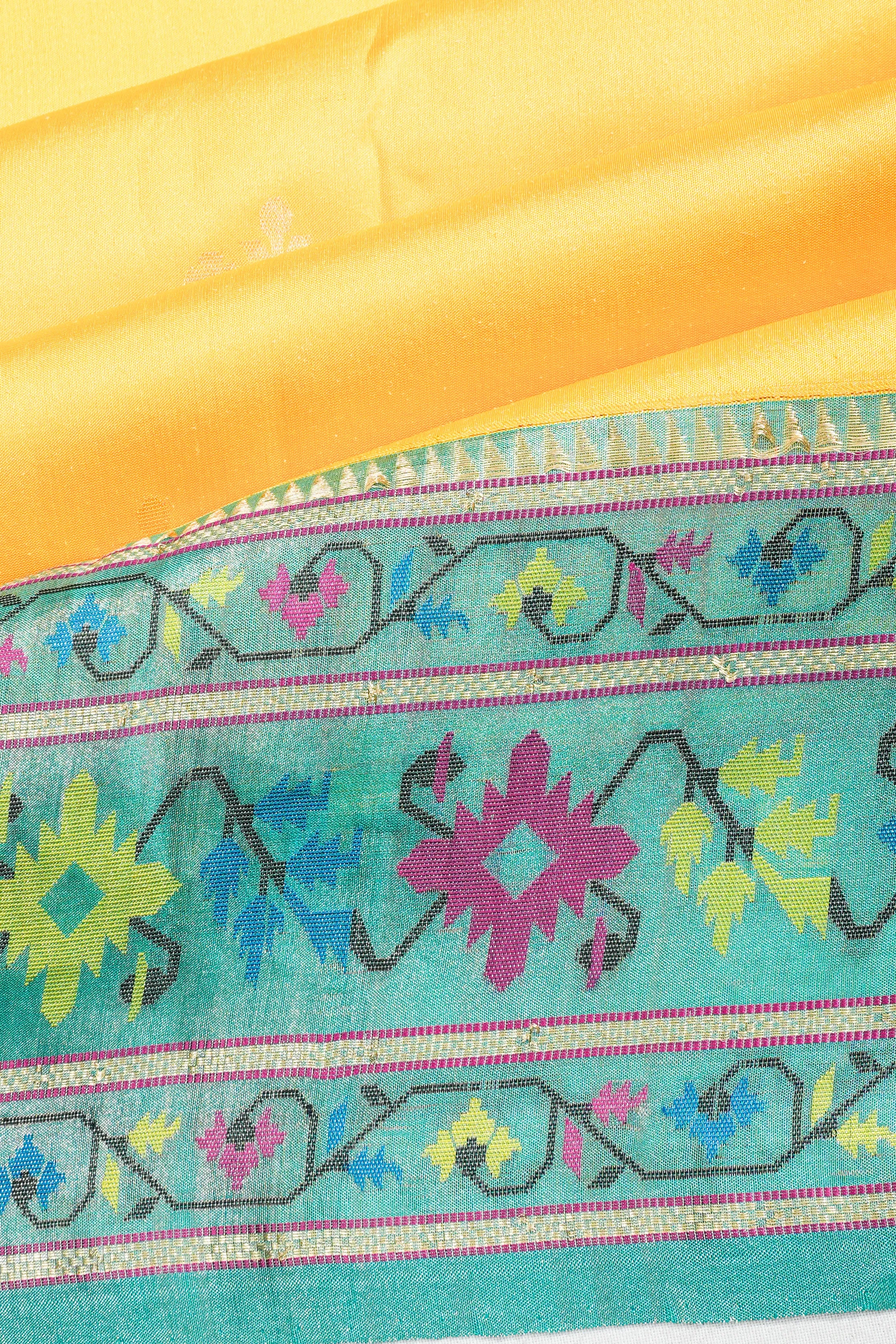 Banarasi Silk Kadwa Butta Yellow Saree