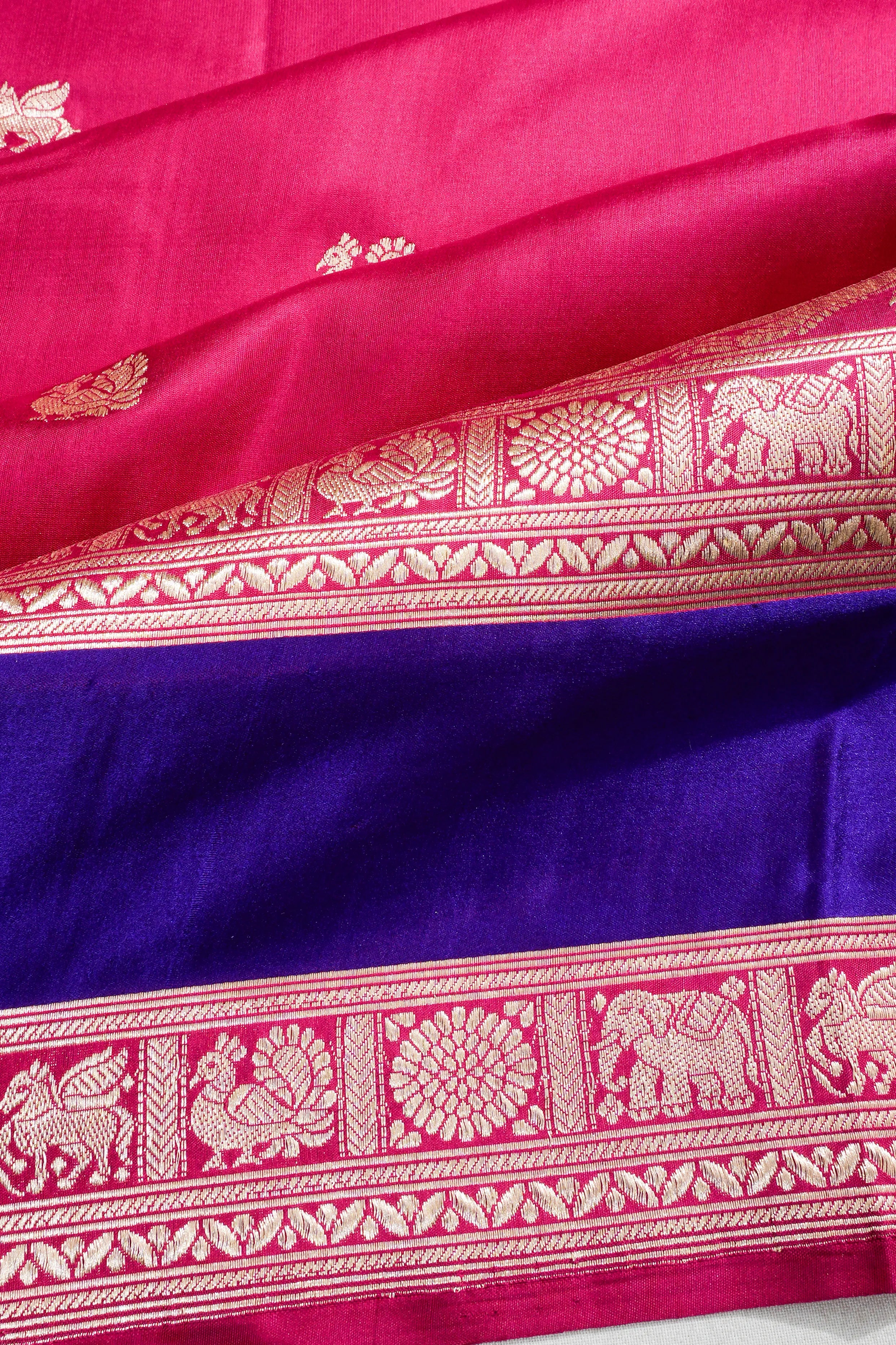 Banarasi Silk Kadwa Butta Pink Saree