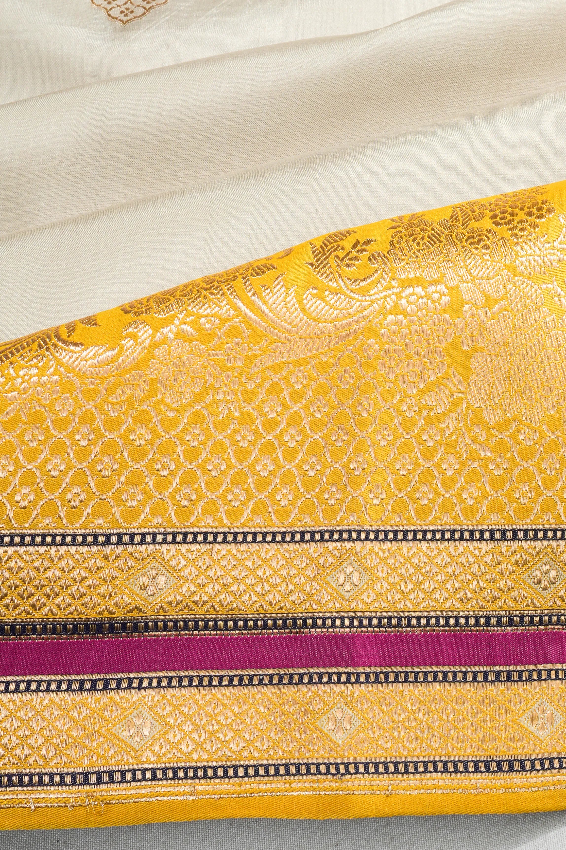 Banarasi Silk Butta White Saree