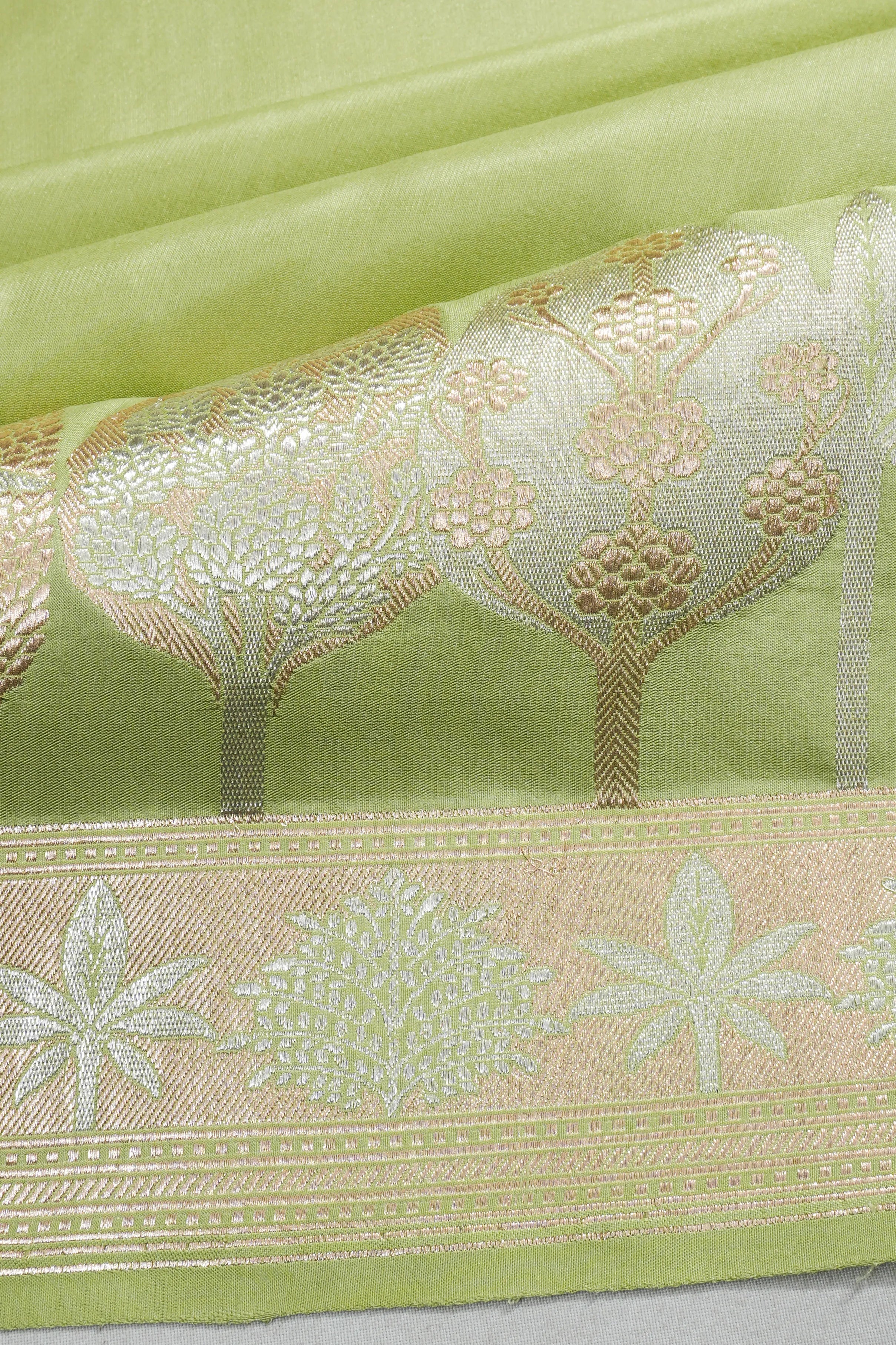 Banarasi Silk Plain Pista Green Saree
