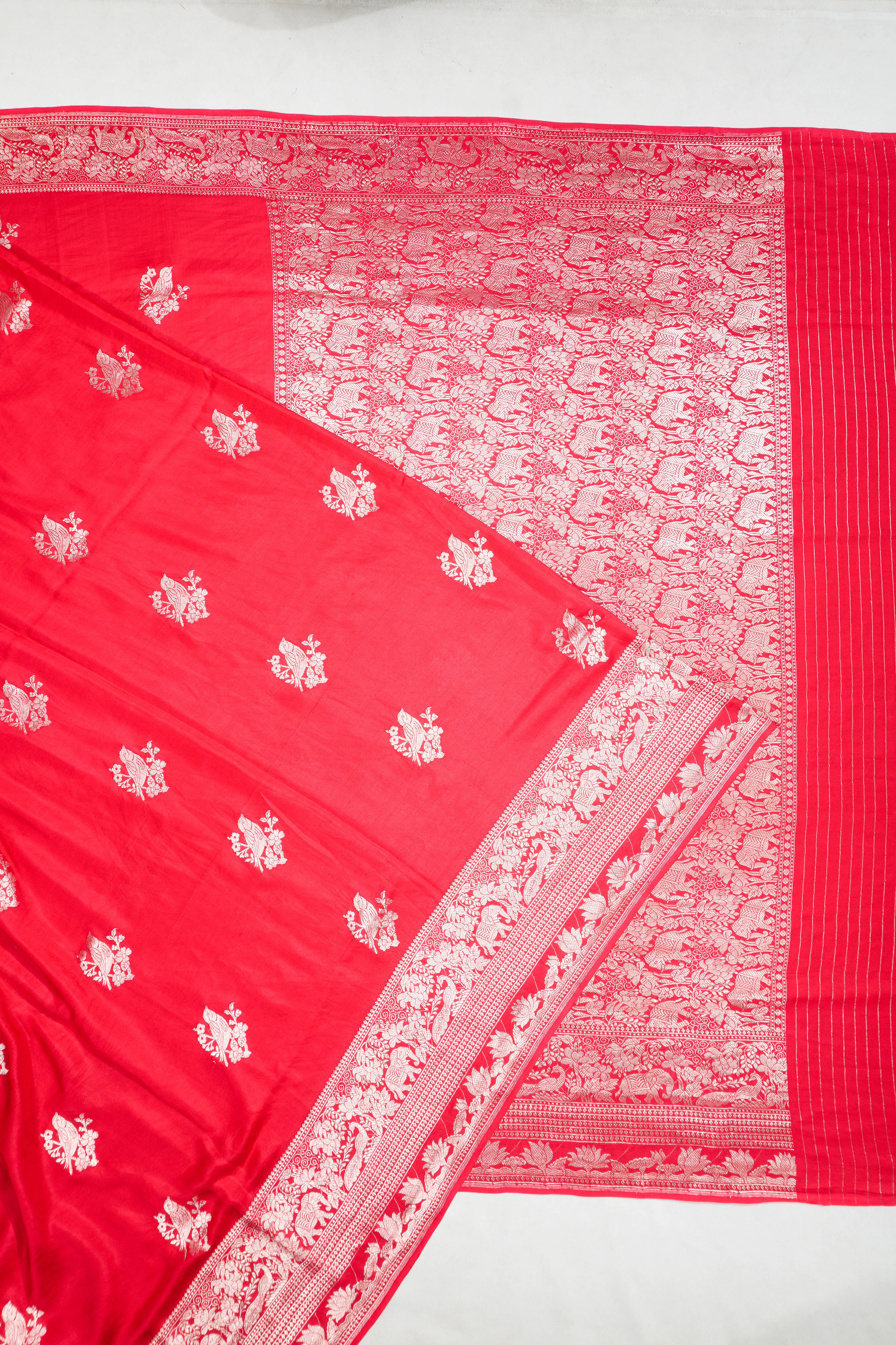 Banarasi Silk Kadwa Butta Red Saree