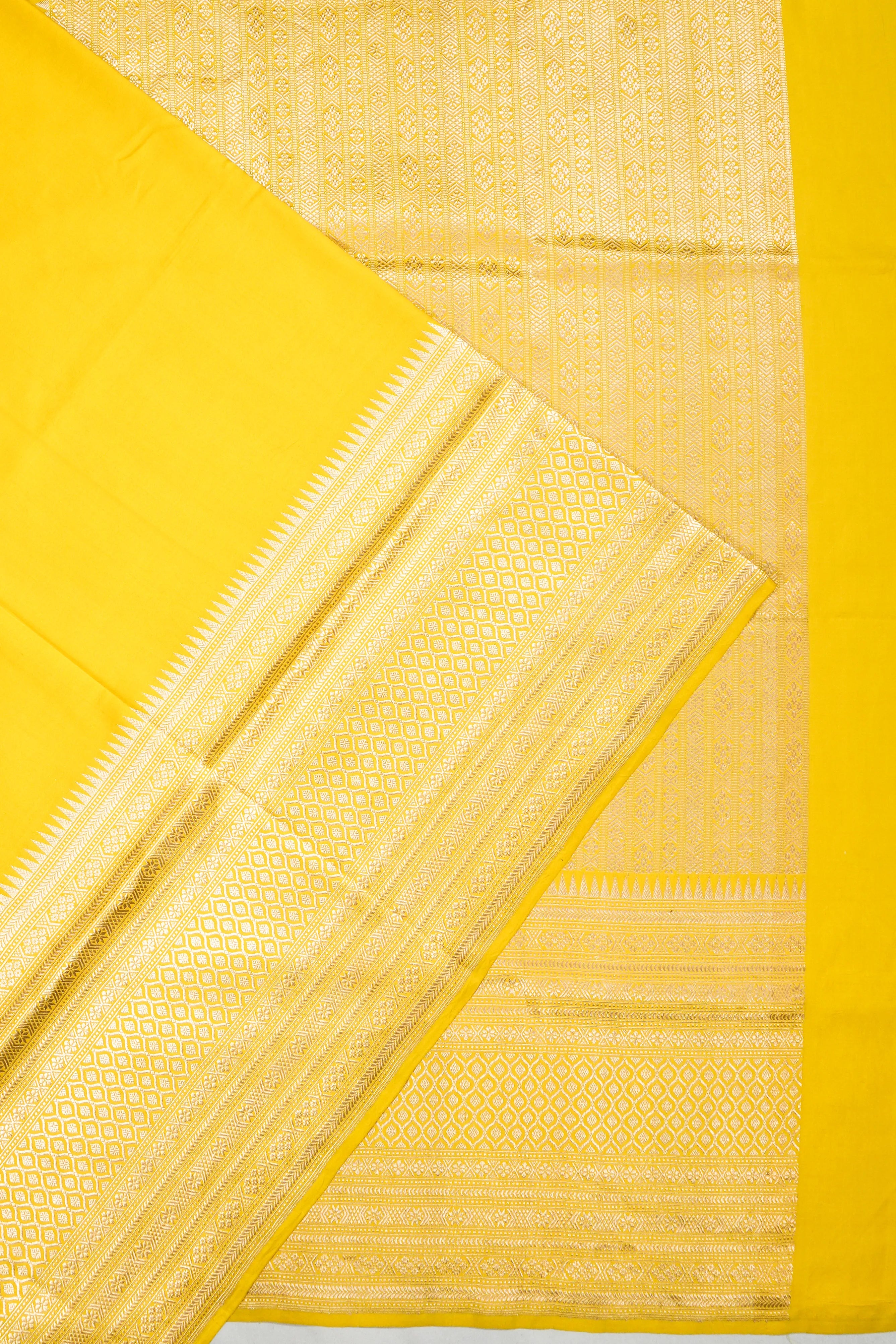 Banarasi Silk Plain Yellow Saree