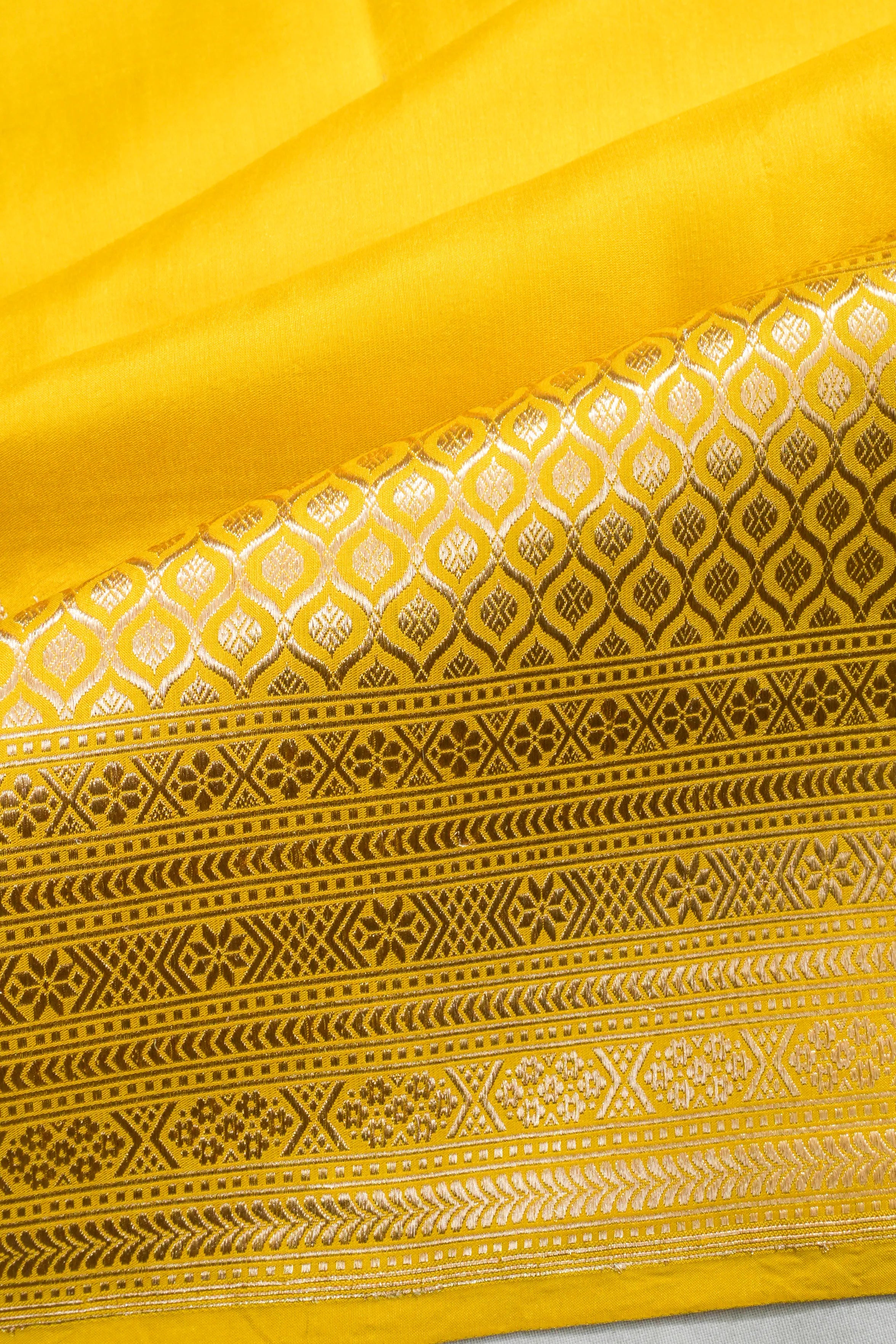 Banarasi Silk Plain Yellow Saree