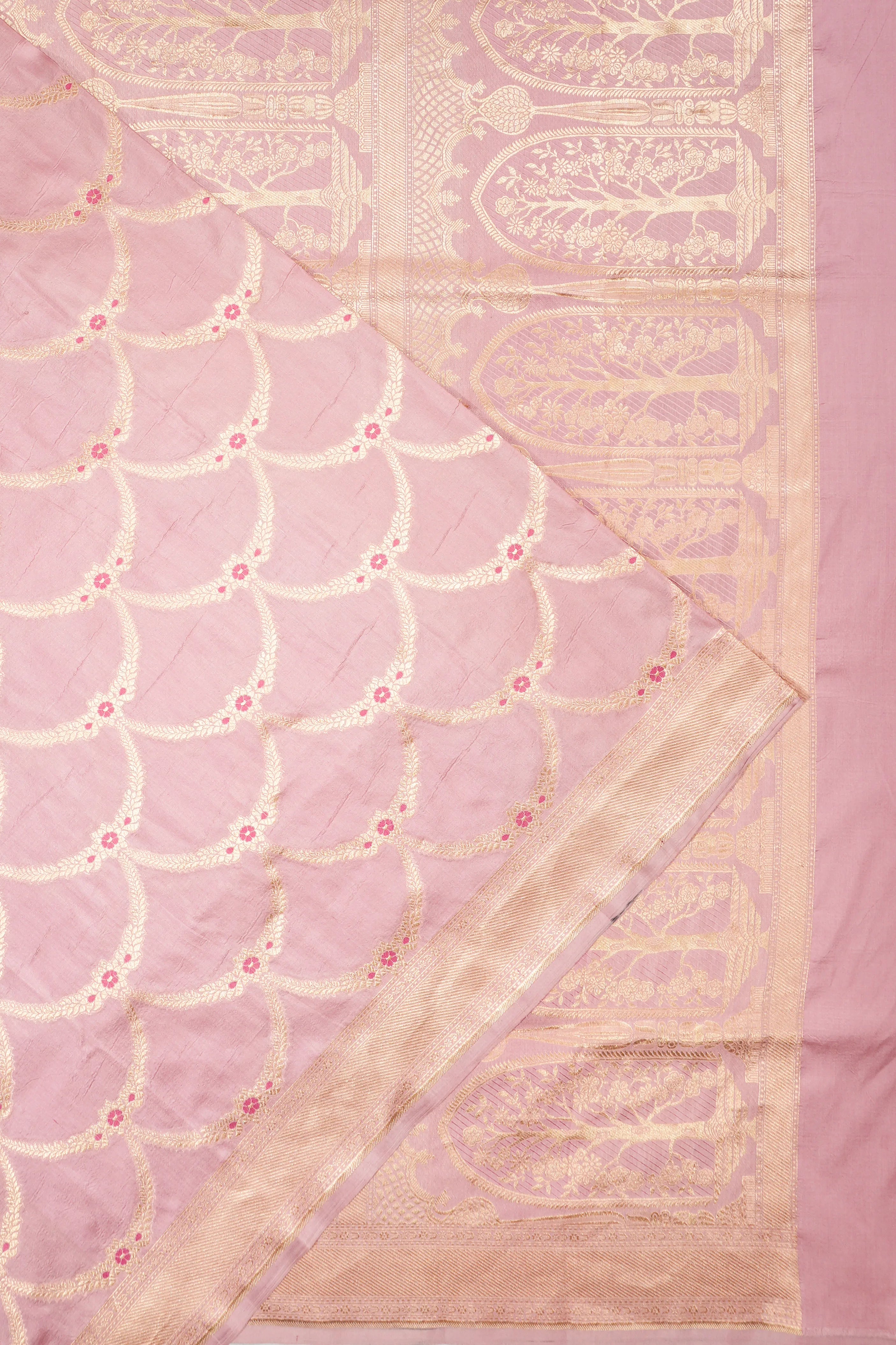 Banarasi Silk Brocade Peach Saree