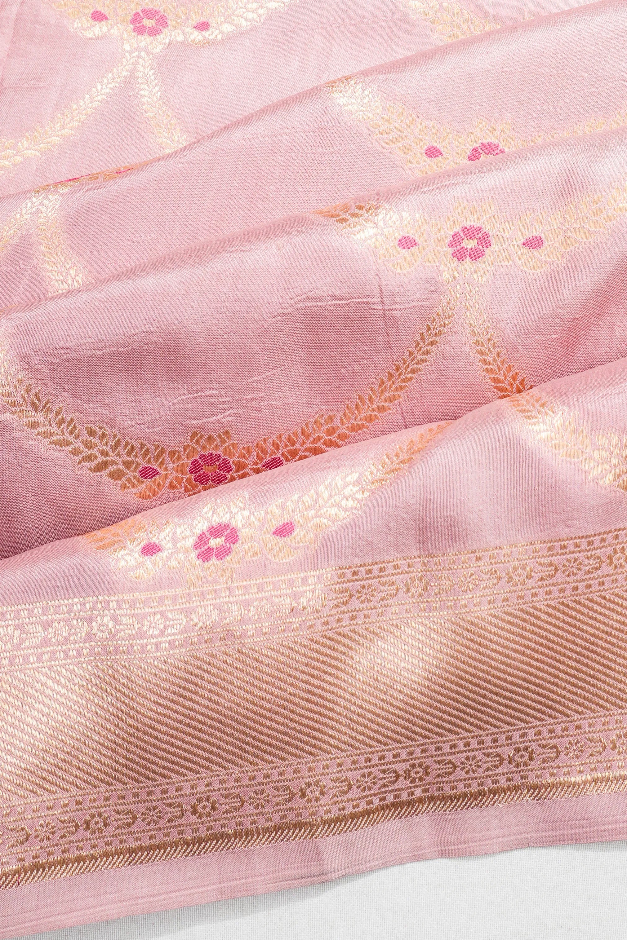 Banarasi Silk Brocade Peach Saree