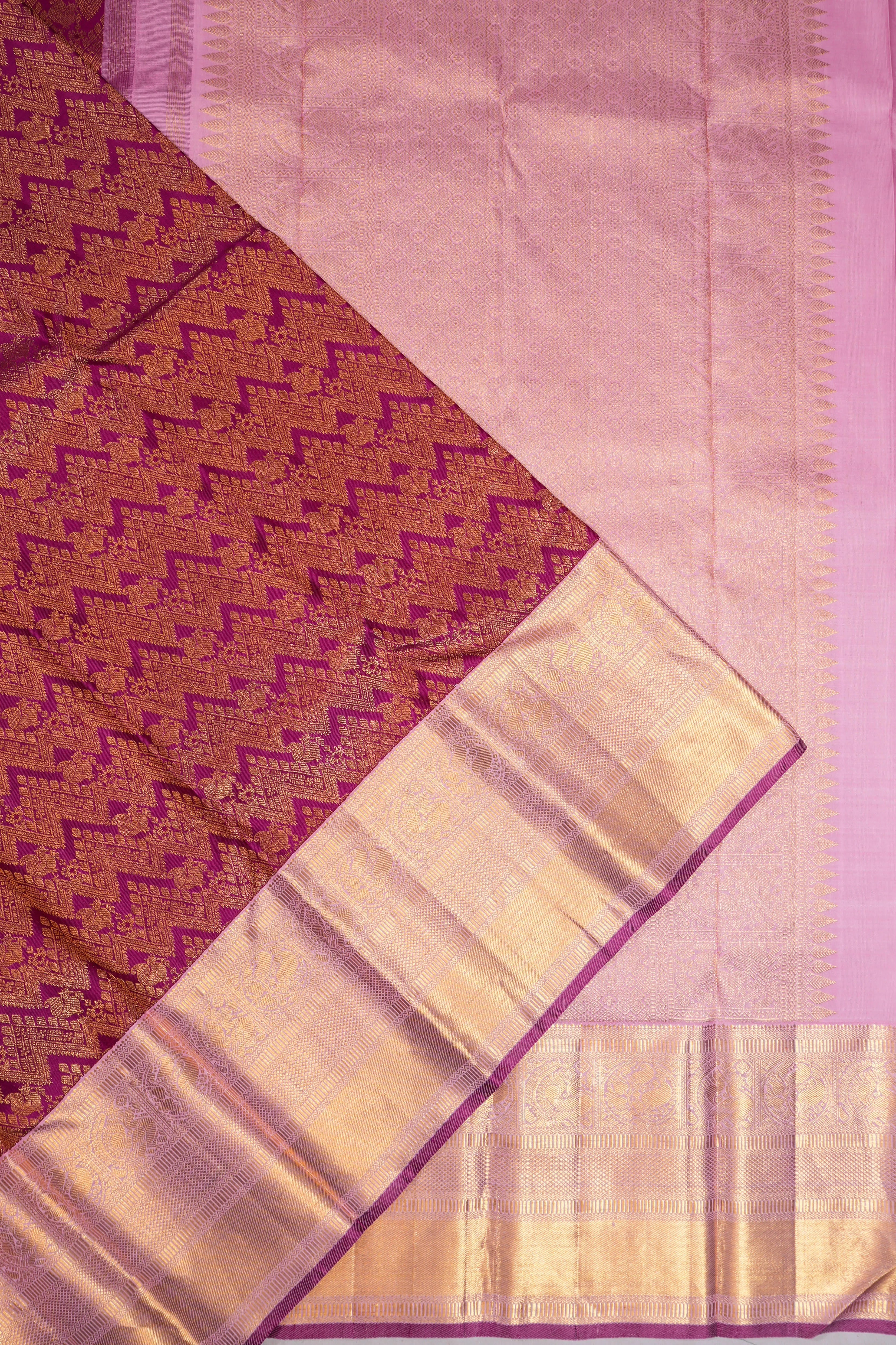 Kanchipuram Silk Brocade Purple Saree
