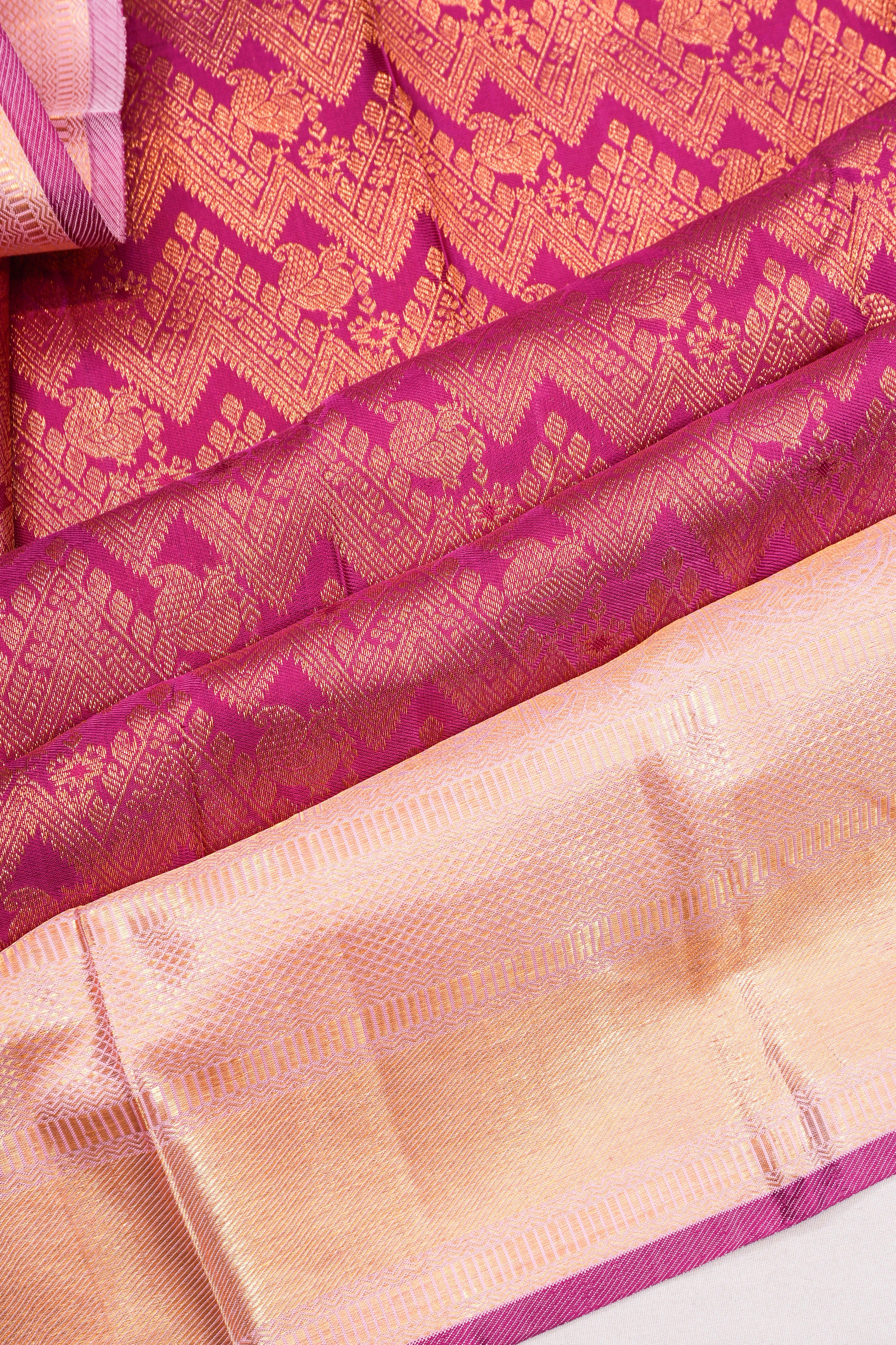 Kanchipuram Silk Brocade Purple Saree