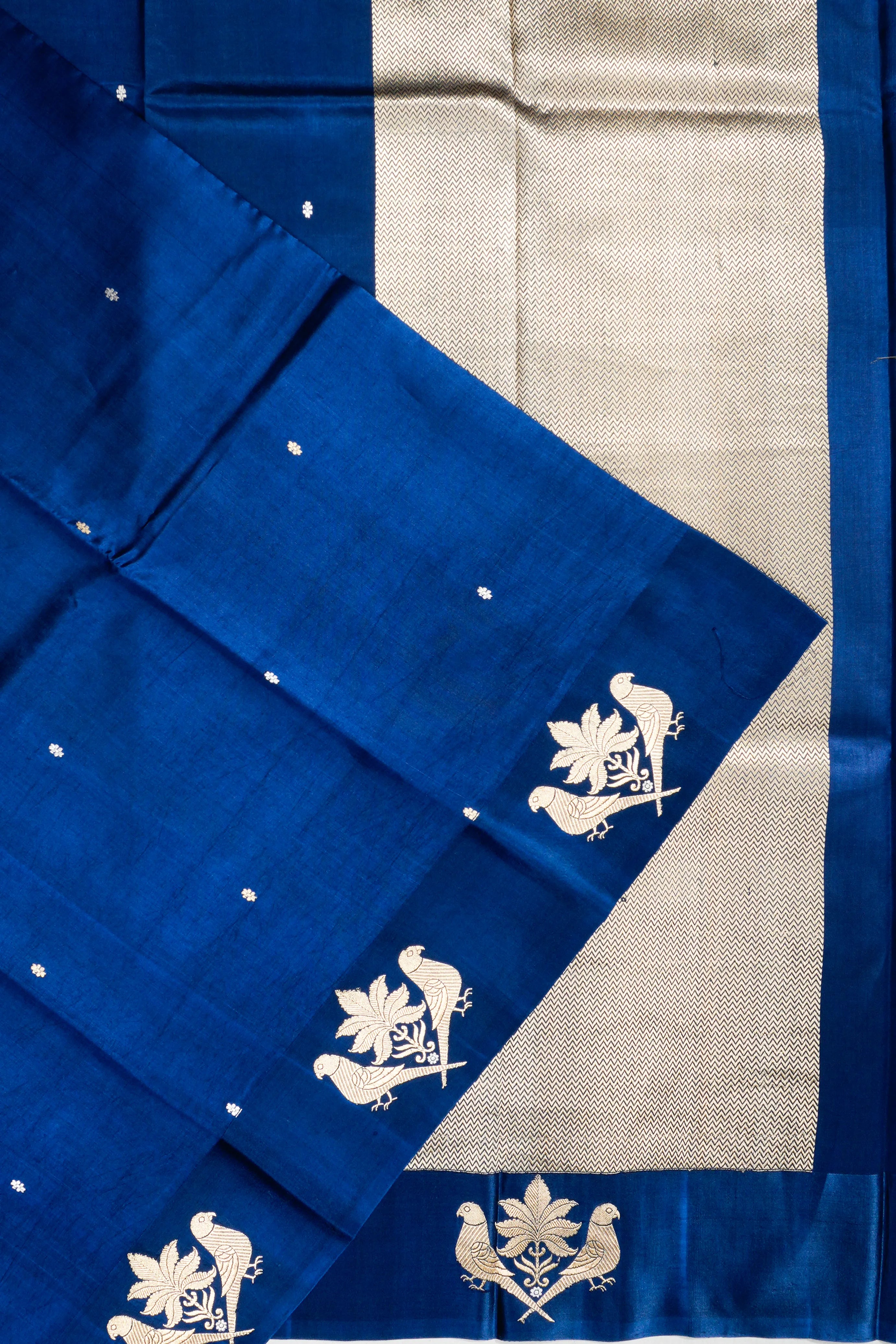 Banarasi Katan Silk Butta Dark Blue Saree