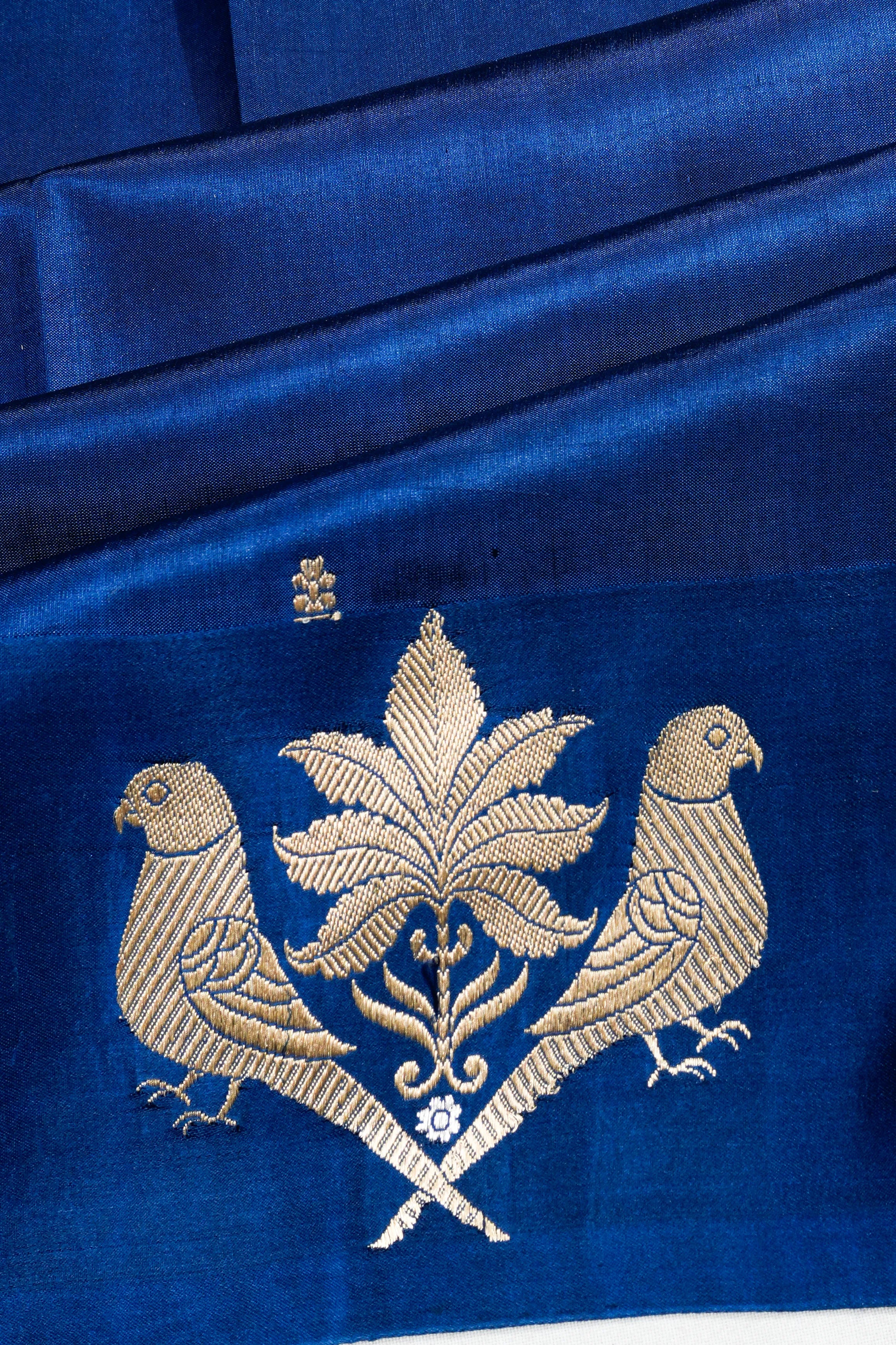 Banarasi Katan Silk Butta Dark Blue Saree