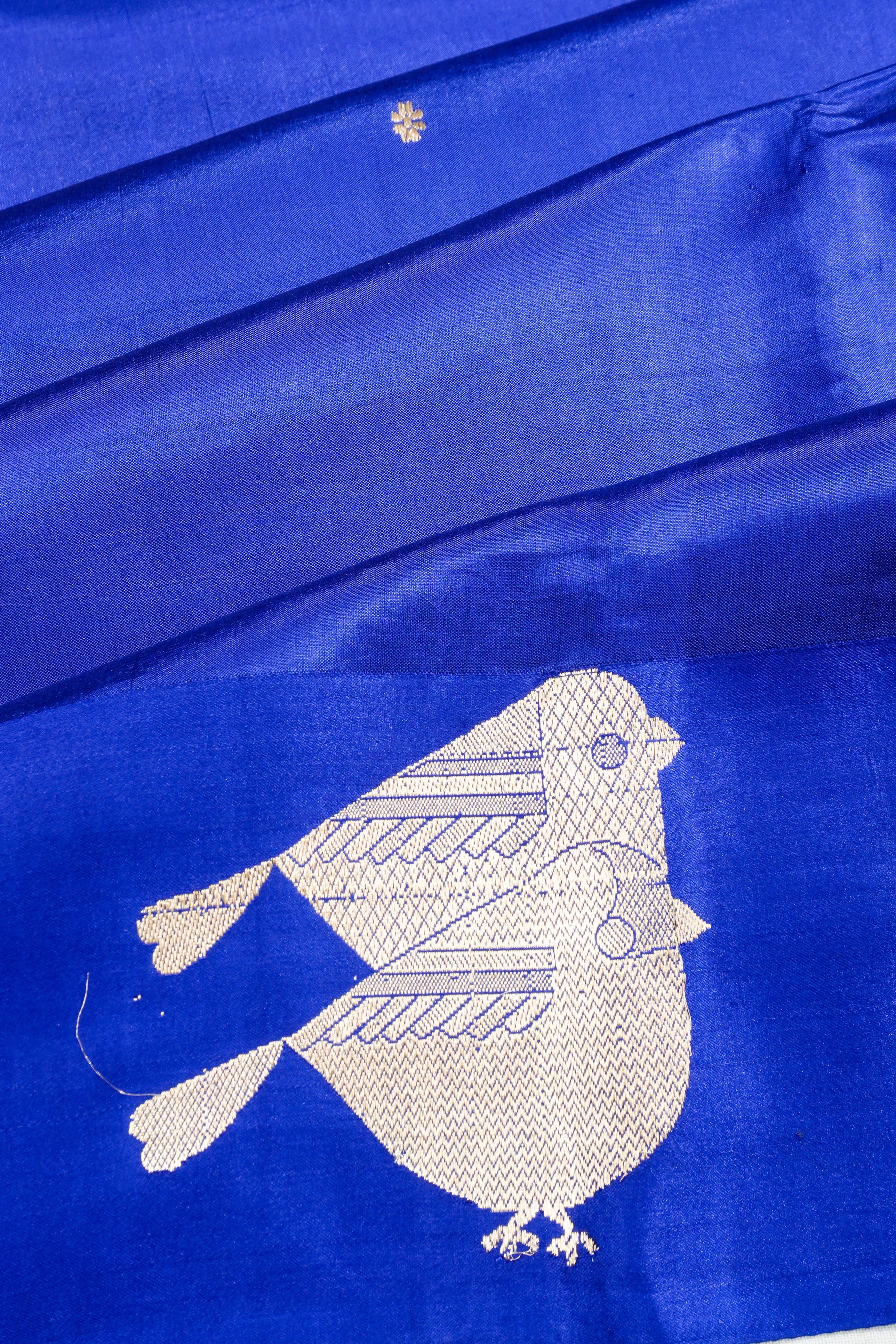 Banarasi Katan Silk Butta Royal Blue Saree