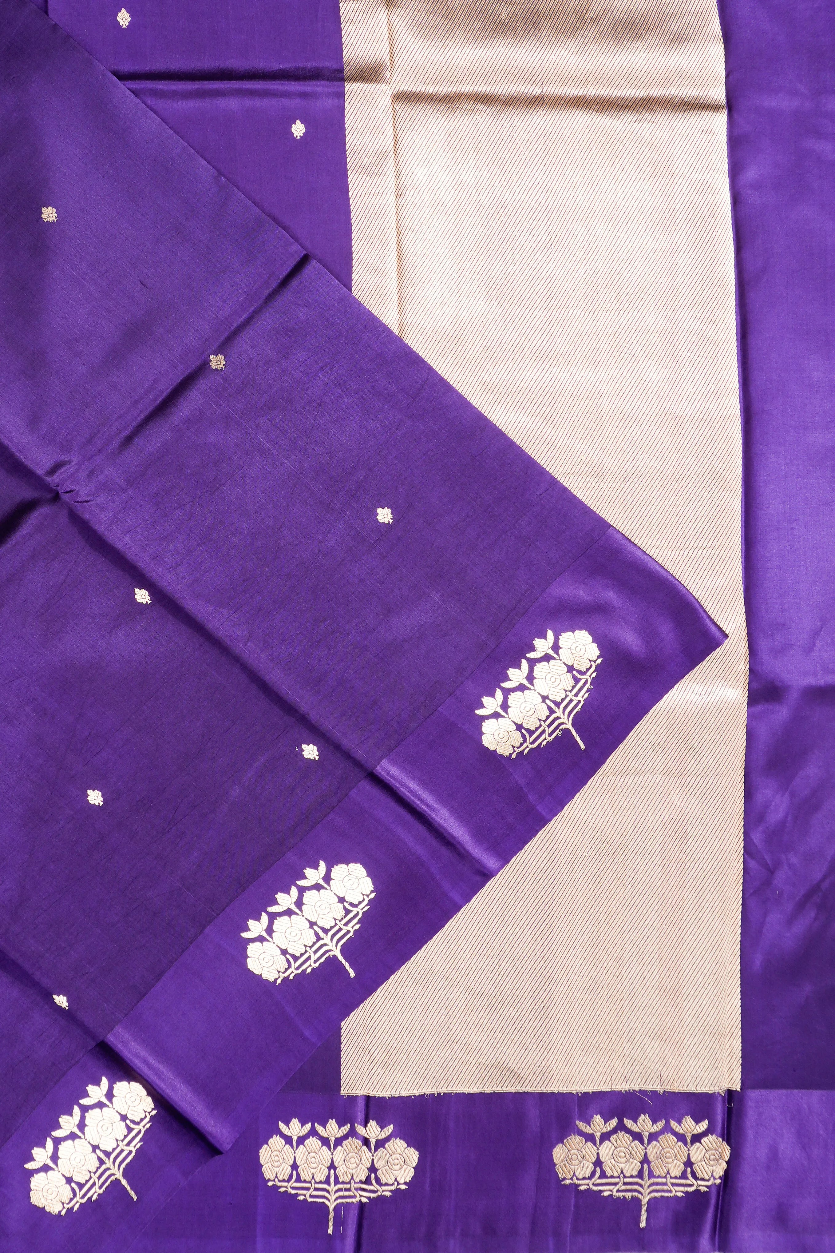 Banarasi Katan Silk Butta Violet Saree