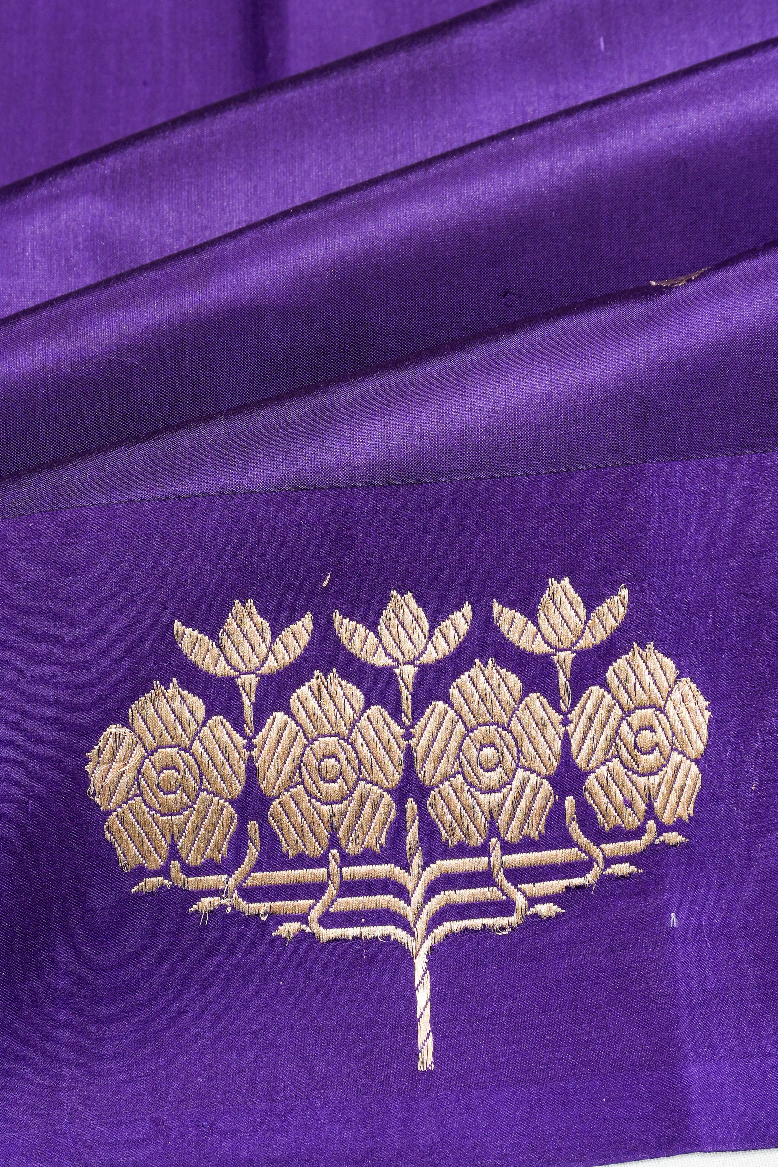 Banarasi Katan Silk Butta Violet Saree